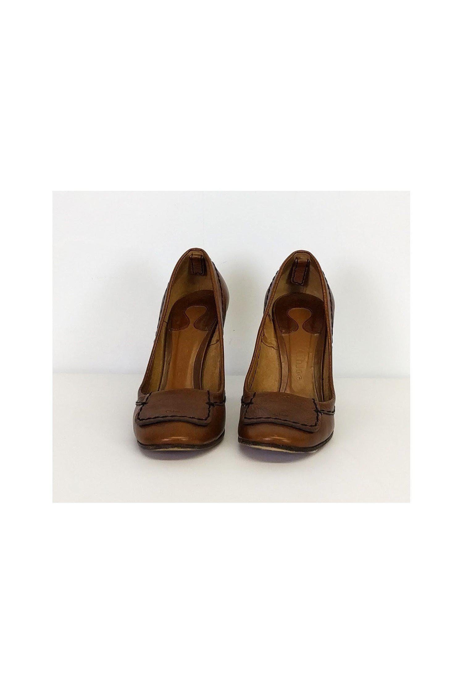 Chloe's Stunning Brown Leather Heels - Size 8.5