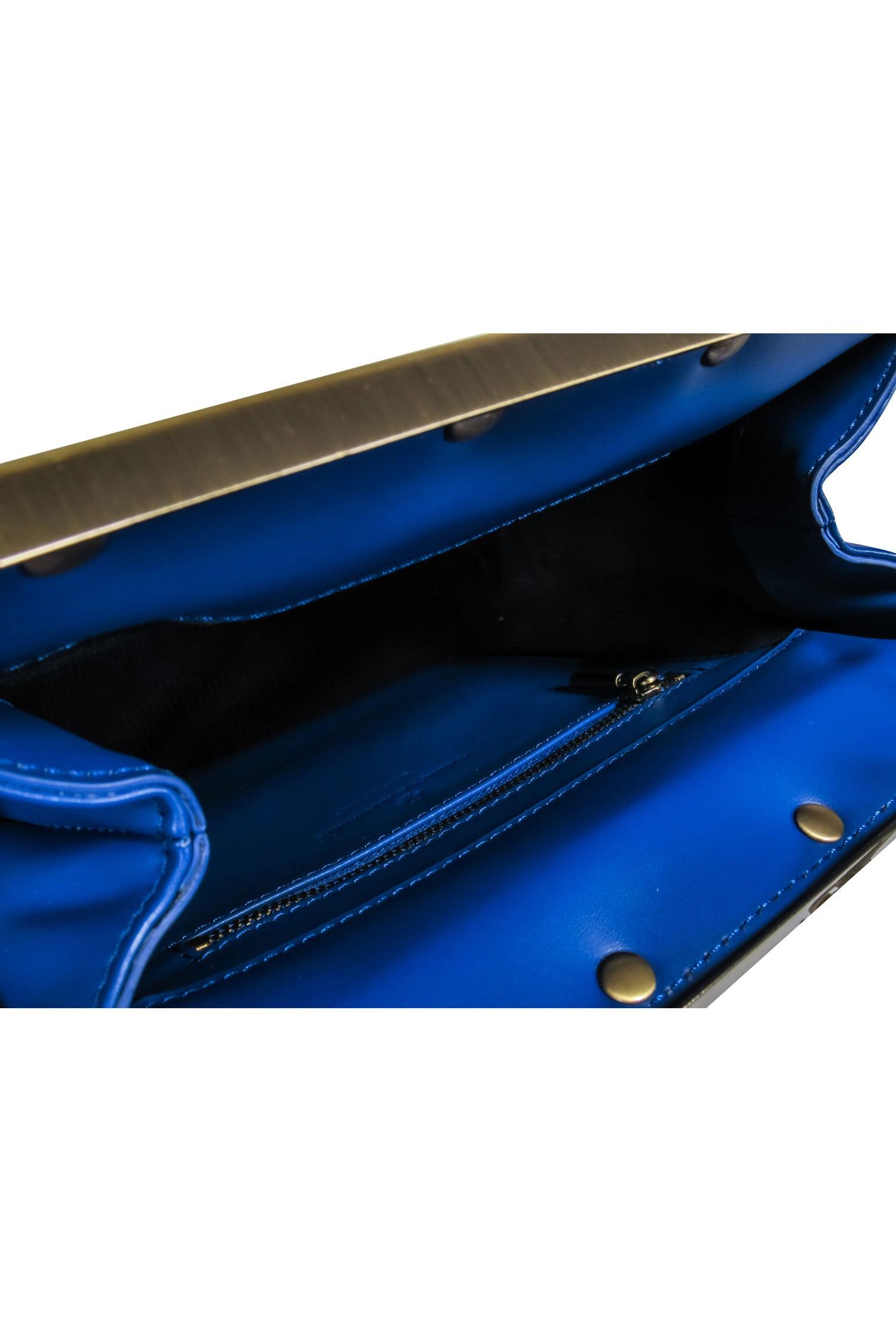Tammy & Benjamin's Stunning Cobalt Leather Shoulder Bag with Bronze Chain Strap