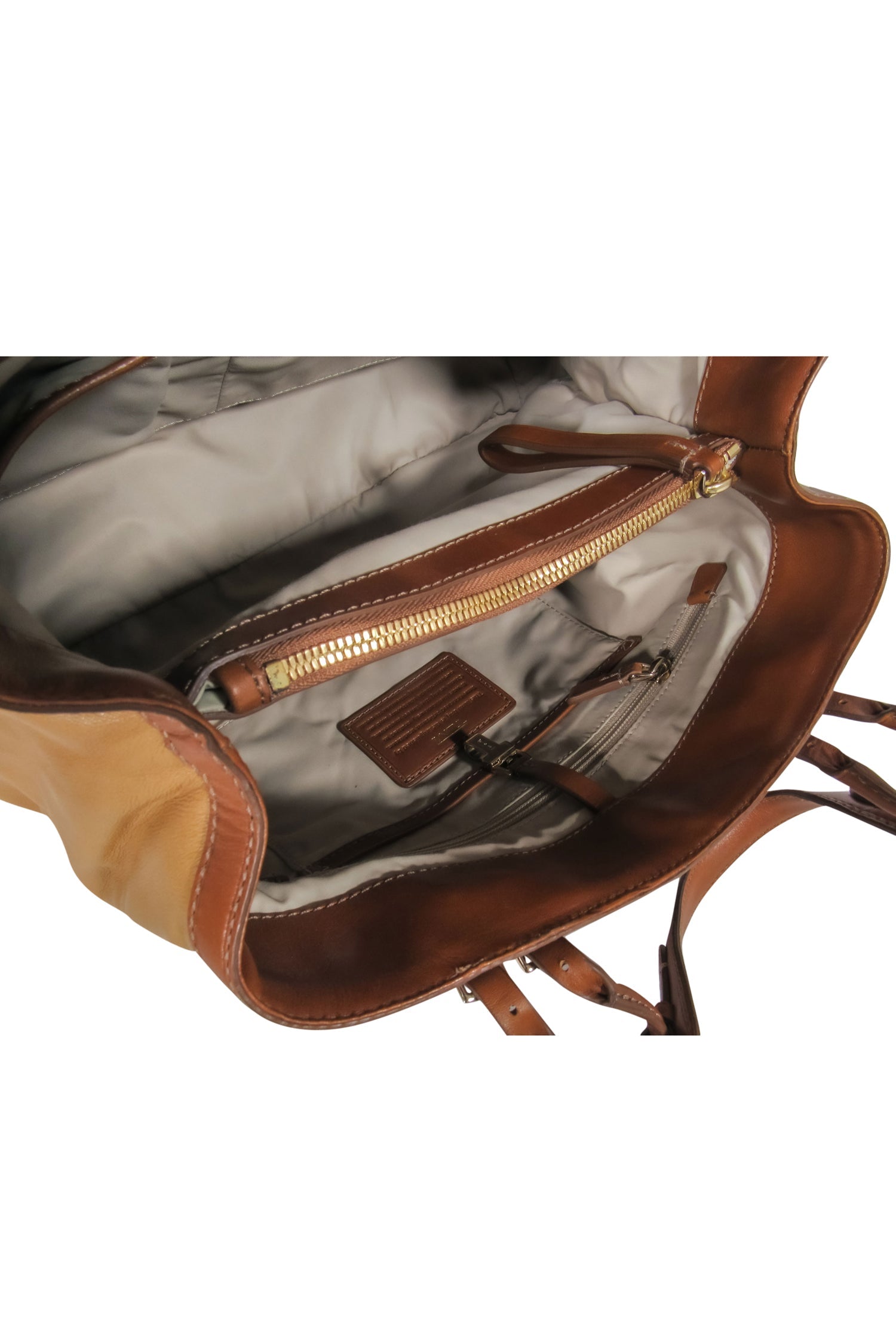 Tumi Vintage Light Brown Smooth Leather Zippered Pocket Handbag - A Touch of Luxury