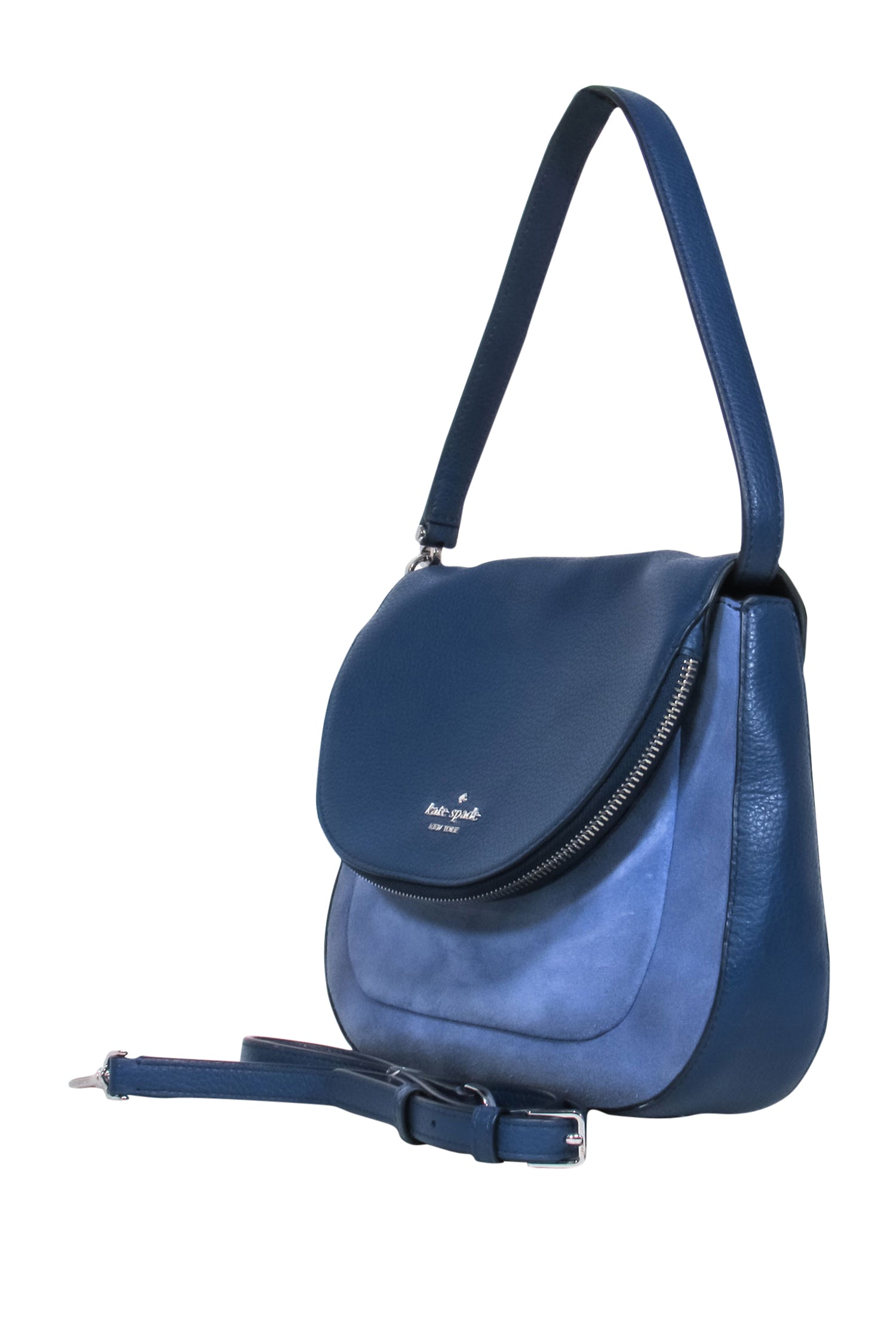 Kate Spade Blue Leather & Suede Fold-Over Crossbody Purse: A Stylish Must-Have