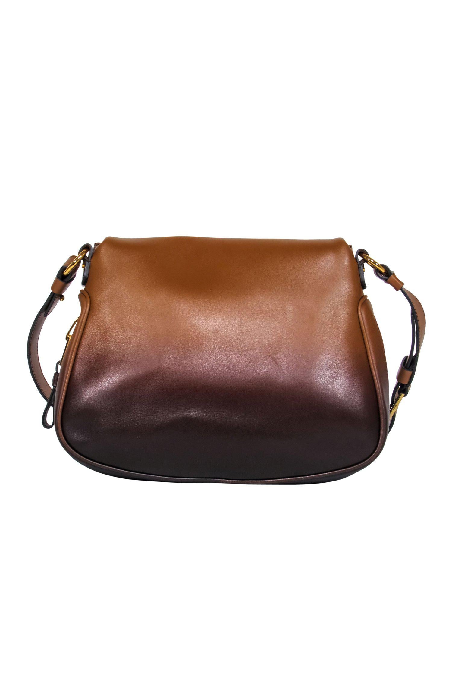 Tom Ford Brown Leather Ombre Saddle Bag - Add Western Flare to Your Look!