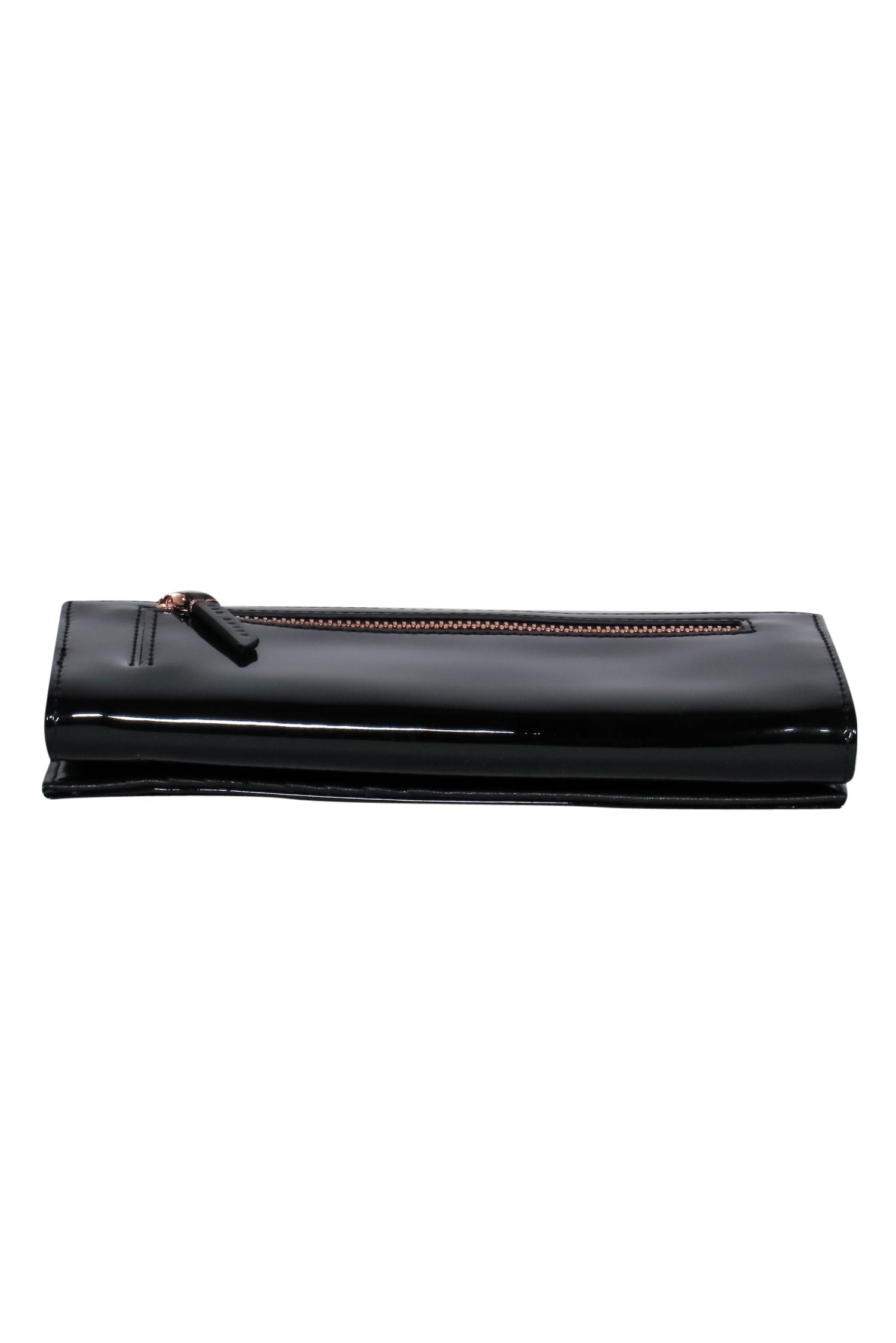 Ted Baker Black Patent Leather Wallet with Stunning Rose Gold Hardware