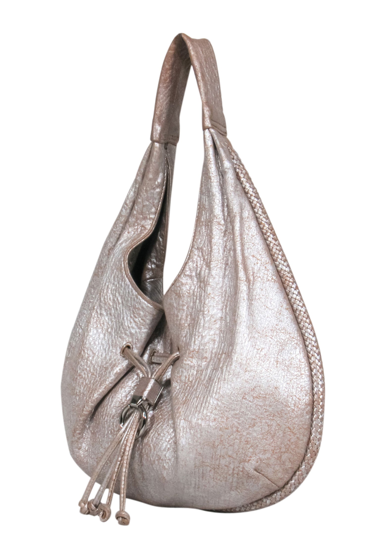Cole Haan Beige Metallic Glam Leather Shoulder Bag