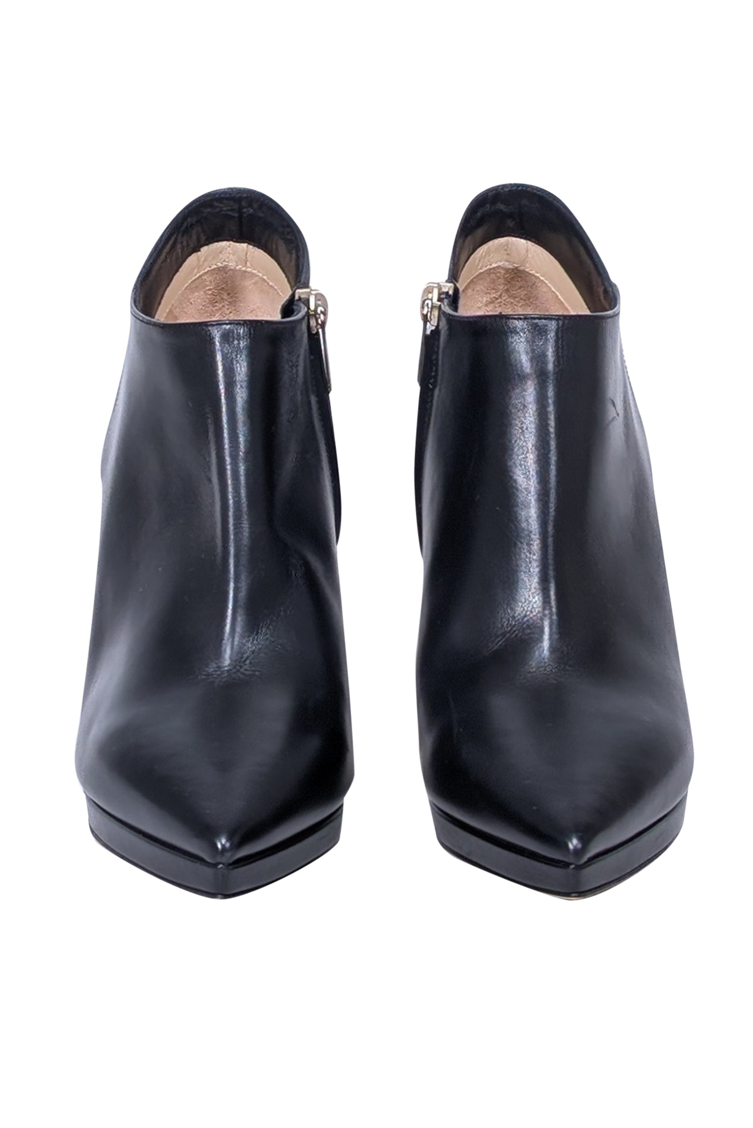 Jimmy Choo Black Leather Pointed-Toe High Heel Short Boots - Size 10.5 - Rock the Night!
