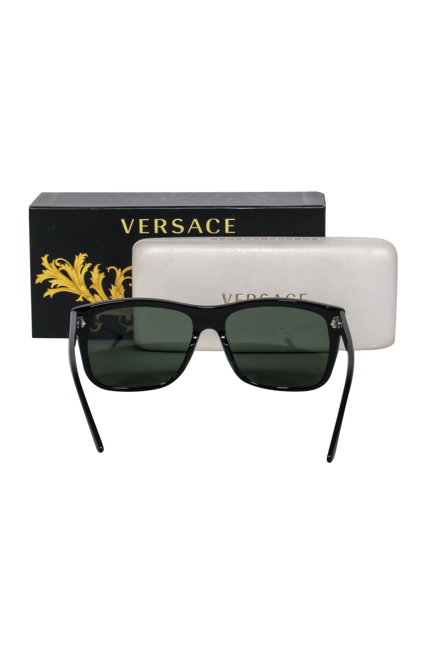 Versace - Stylish Black Rectangular Browline Sunglasses: Elevate Your Look!
