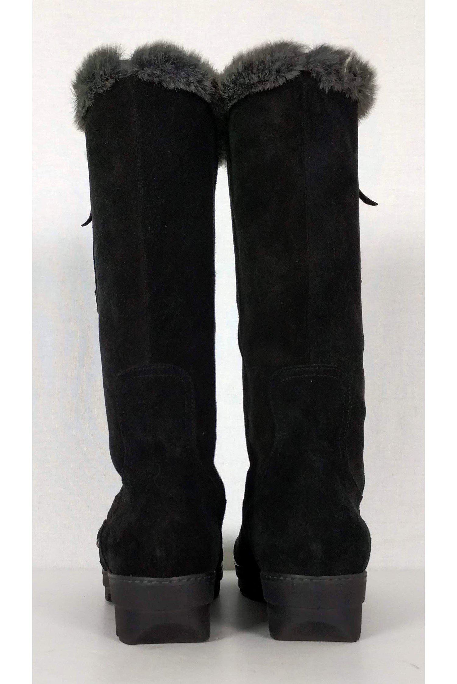 Aquatalia's Gorgeous Black Suede Faux Fur Boots - Size 9.5