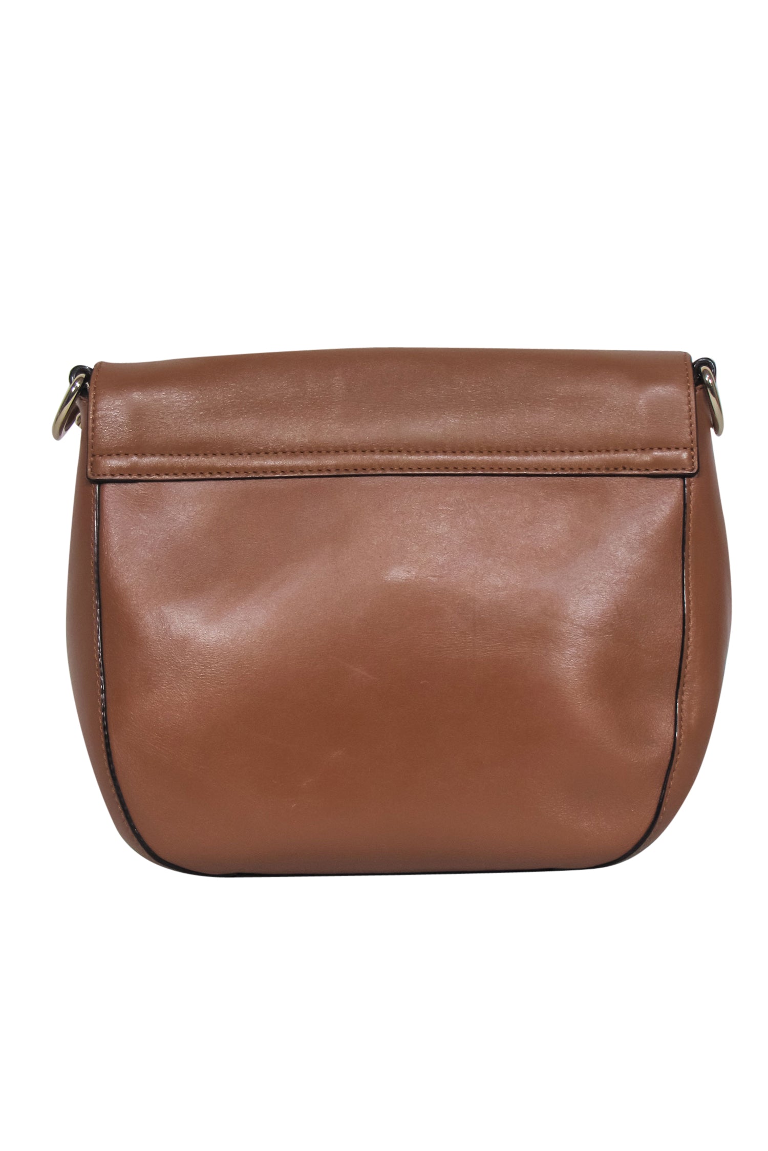 Kate Spade's Stunning Brown Leather Saddle Crossbody Bag with a Pop of Pink Strap