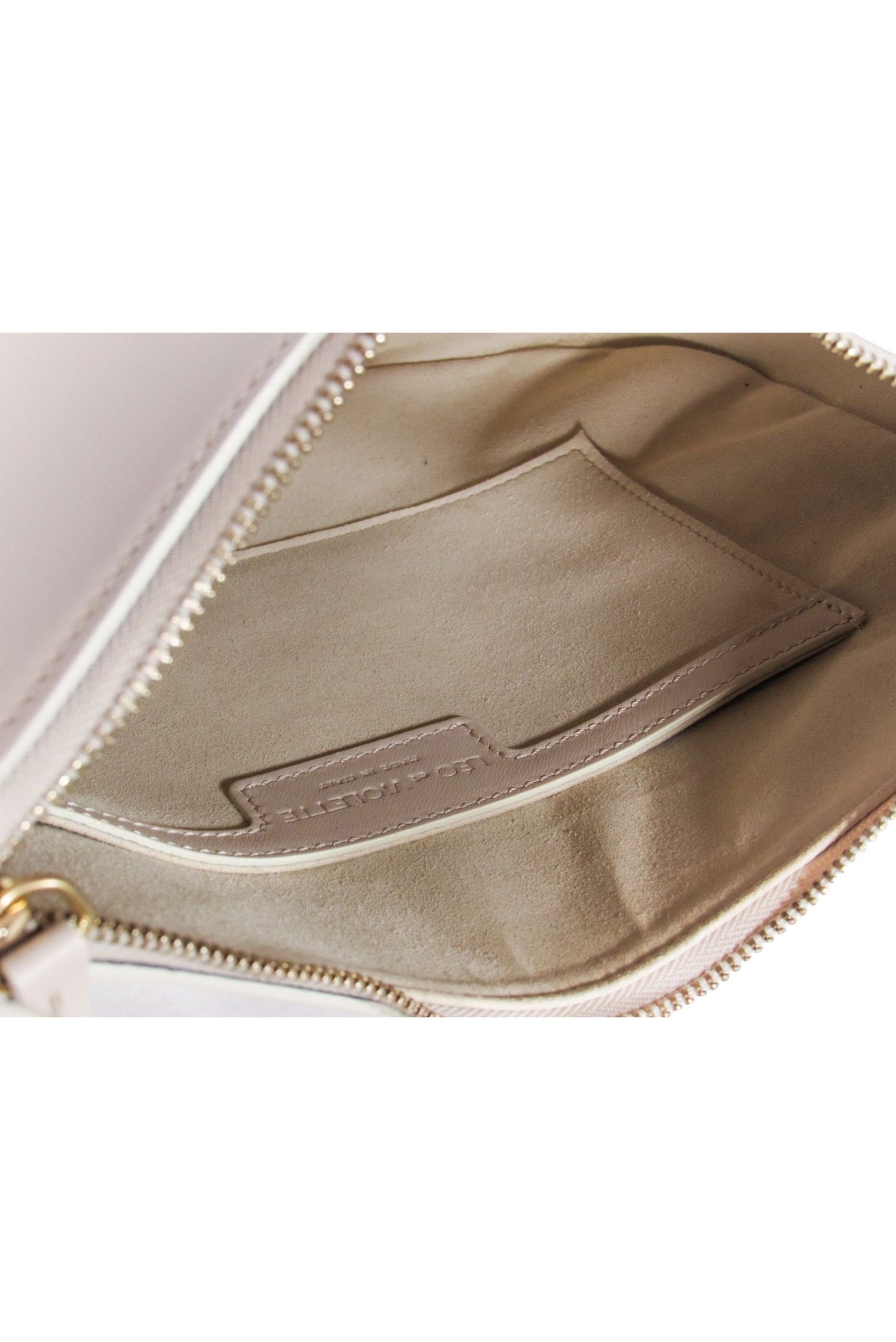 Leo et Violette Cream Leather Chic Shoulder Bag