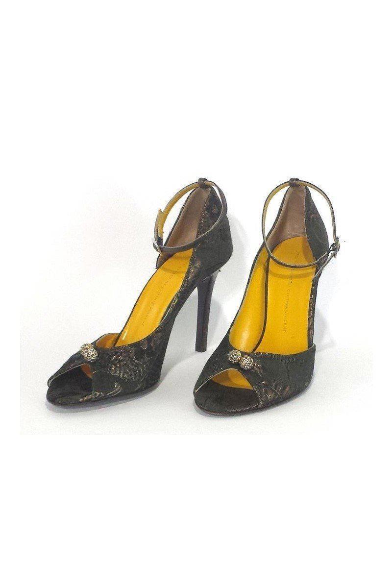 Twelfth Street by Cynthia Vincent - Stunning Green & Gold Metallic Peep Toe Pumps, Size 8