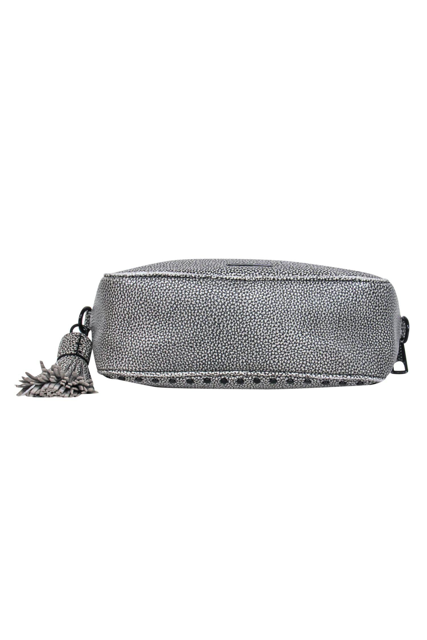 Rebecca Minkoff - Stylish White & Black Pebbled Leather Crossbody Bag
