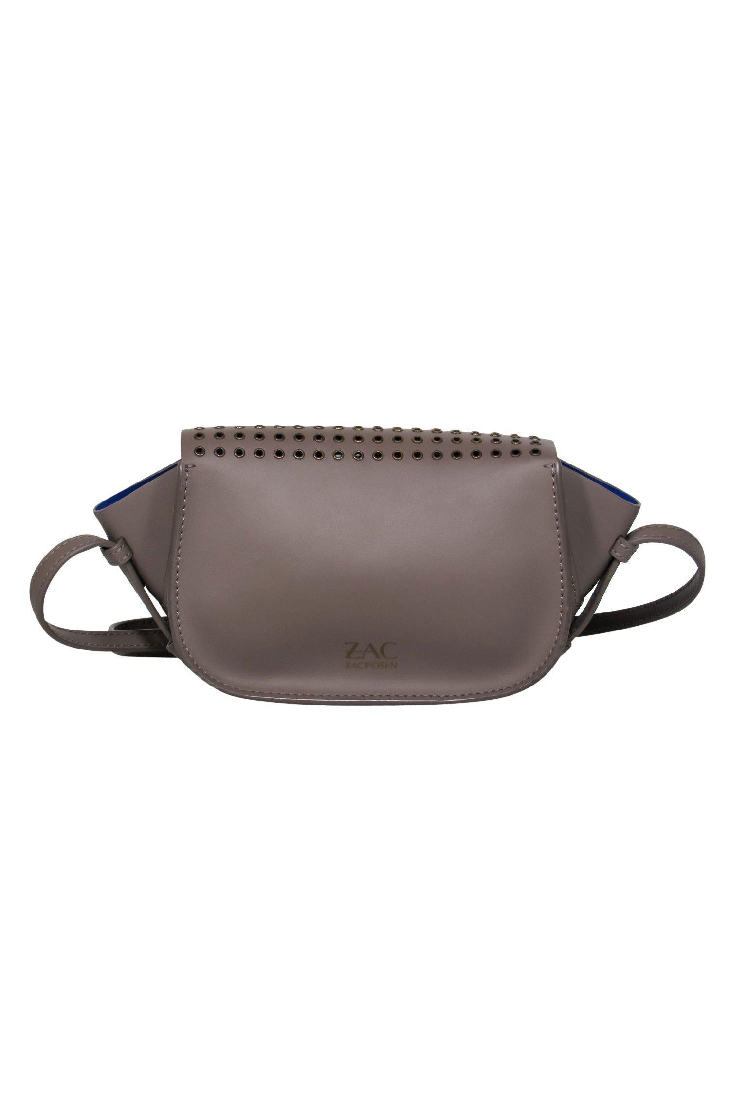 Zac Posen Taupe Leather Mini Crossbody with Grommets - A Chic Downtown Essential