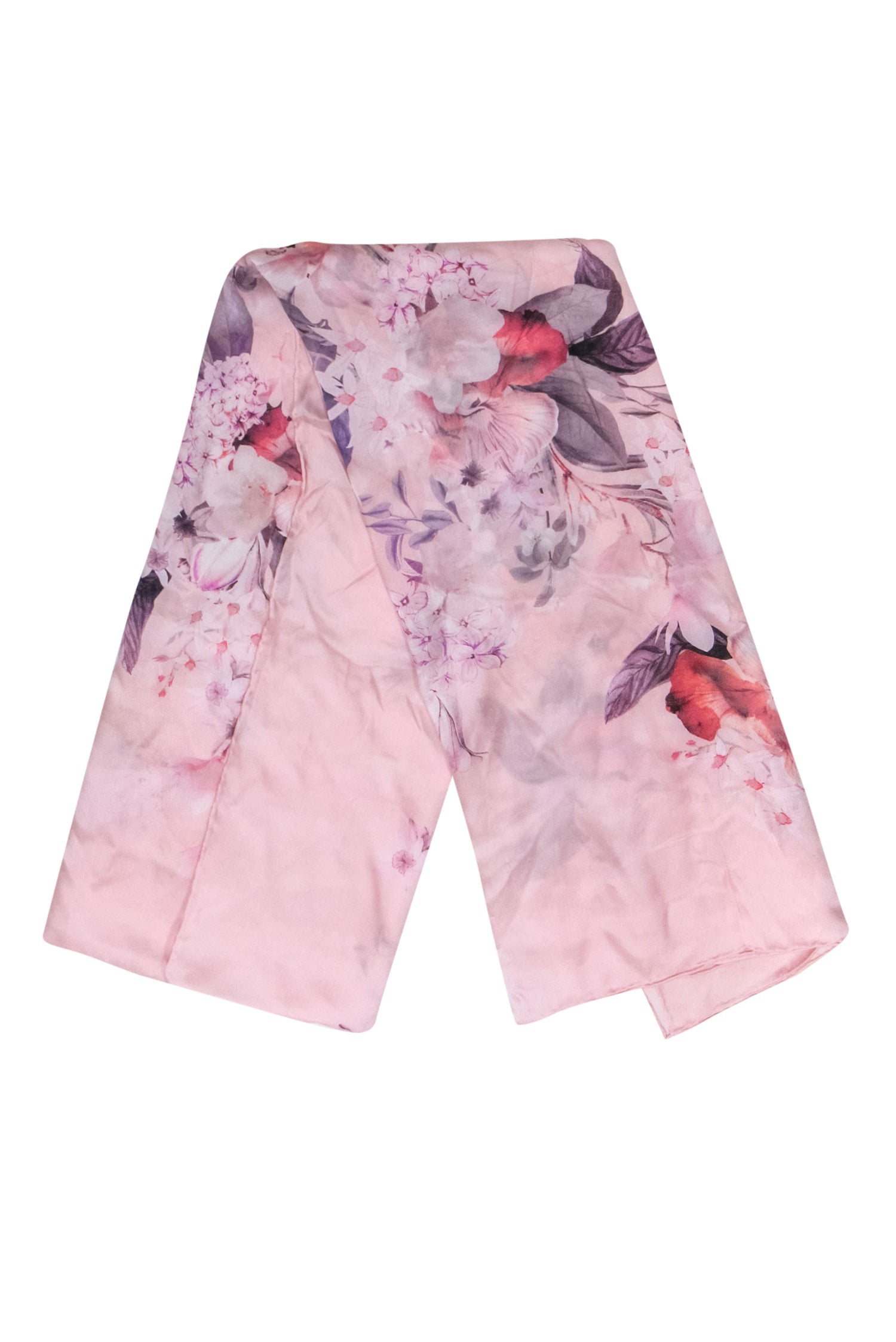 Carlisle Collection - Exquisite Pink Silk Floral Print Long Scarf