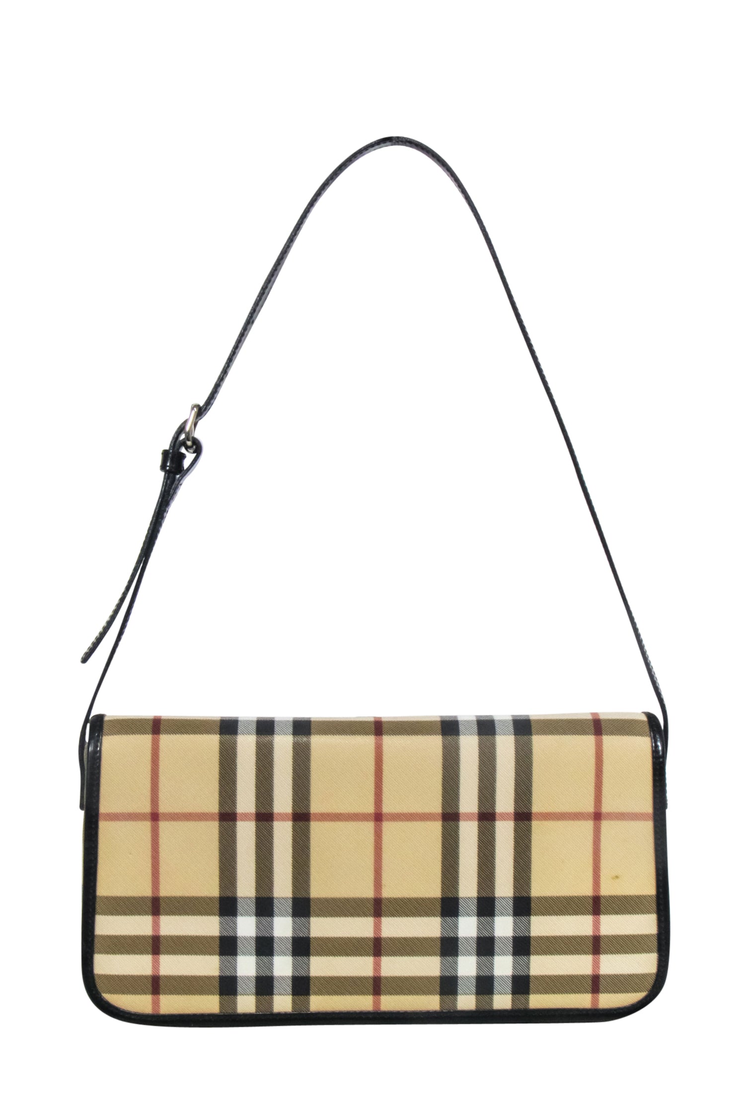 Burberry - Beige Signature Plaid Haymarket Baguette Shoulder Bag: A Style Statement