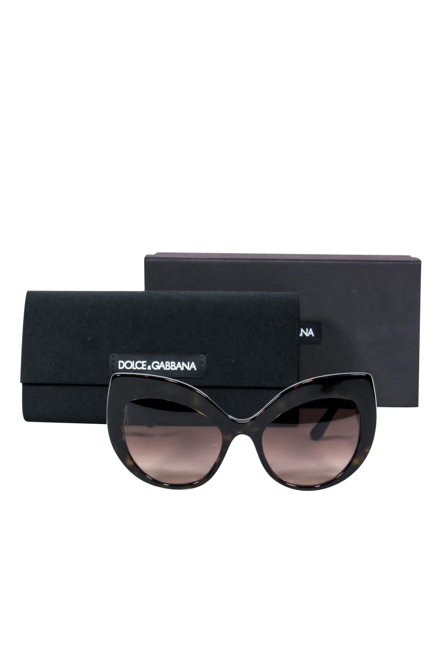 Dolce & Gabbana - Stylish Dark Brown Tortoise Shell Oversized Cat Eye Sunglasses