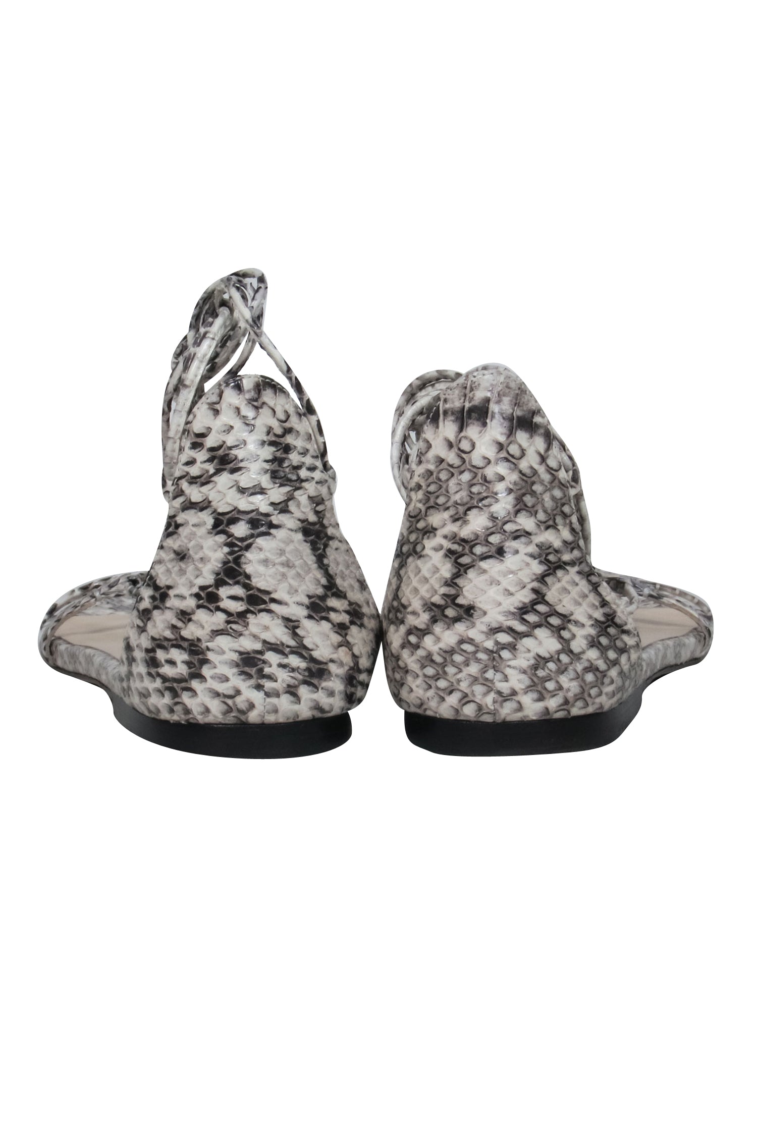 Jimmy Choo's Stunning Light & Dark Grey Snake Print Leather Sandals - Size 9.5
