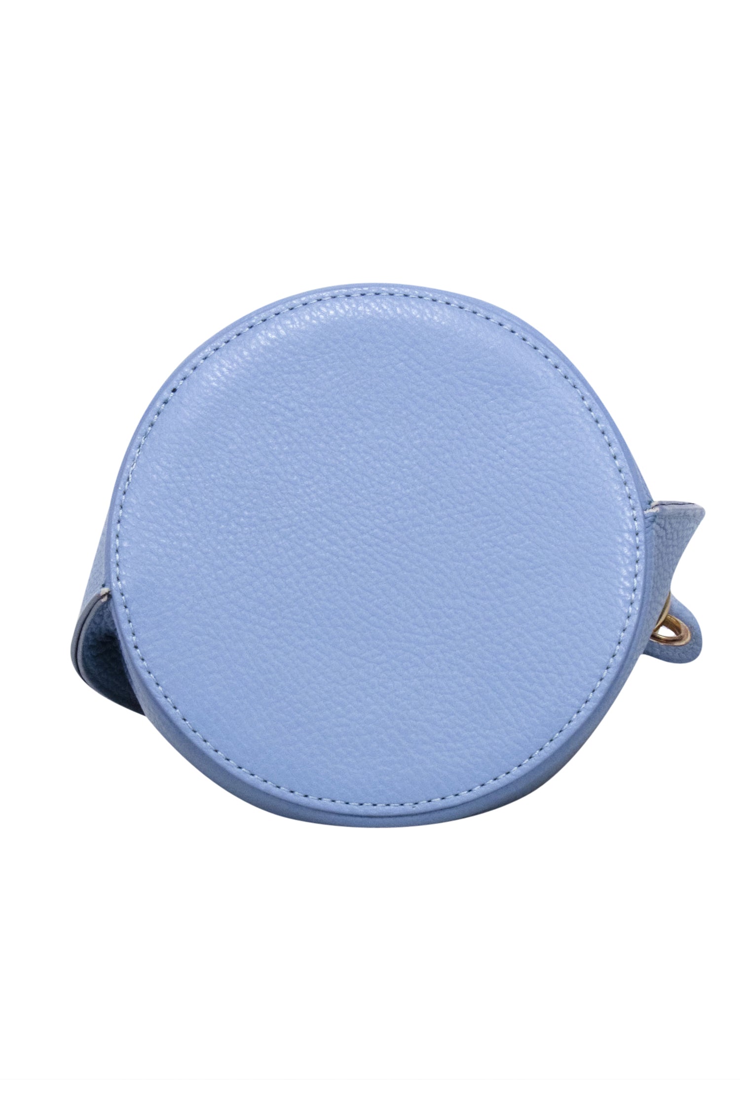 Anna Paola Light Blue Pebbled Leather Glam Bucket Bag