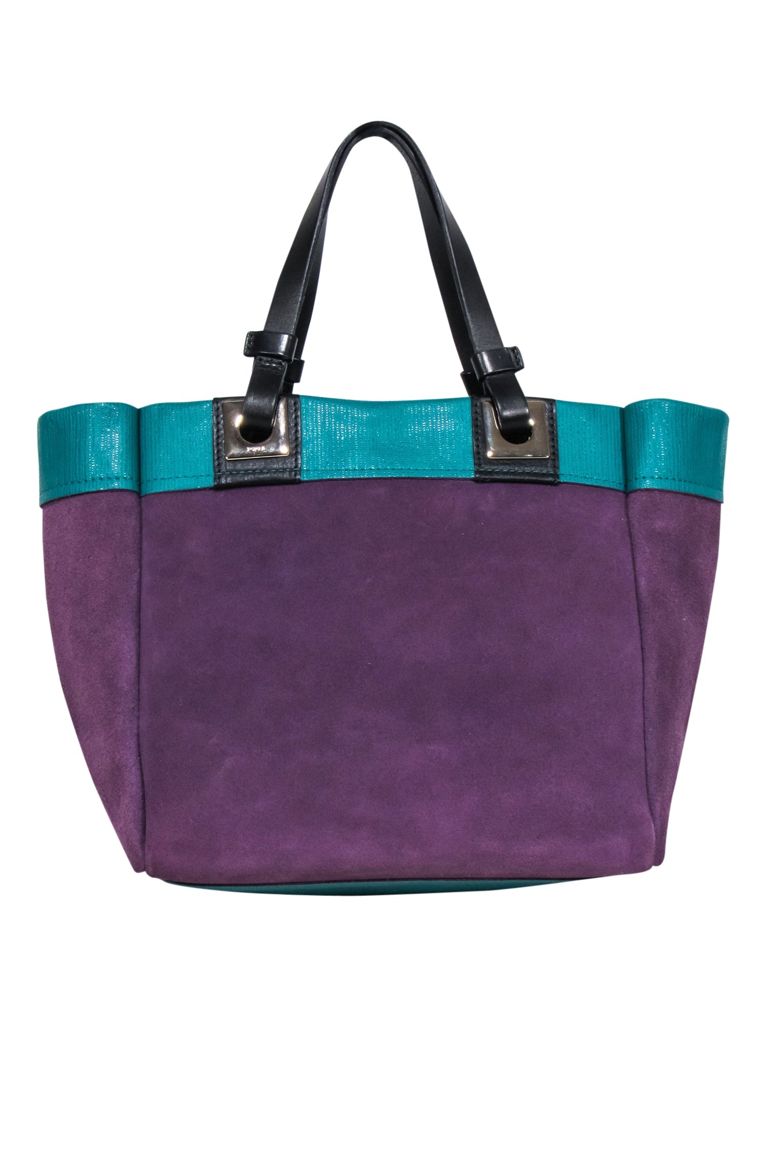 Furla - Stunning Purple Suede & Teal Leather Mini Tote Bag