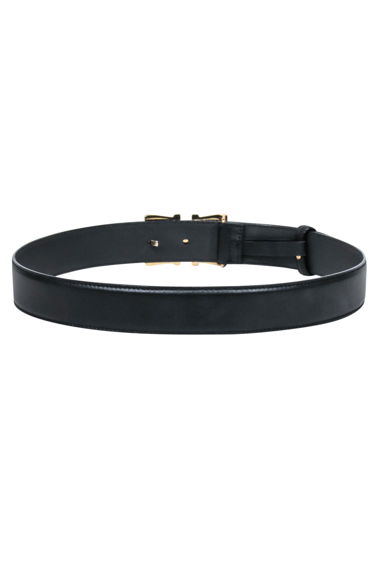 Ferragamo Luxury Black Leather Belt with Stunning Gold Buckle - Size 000