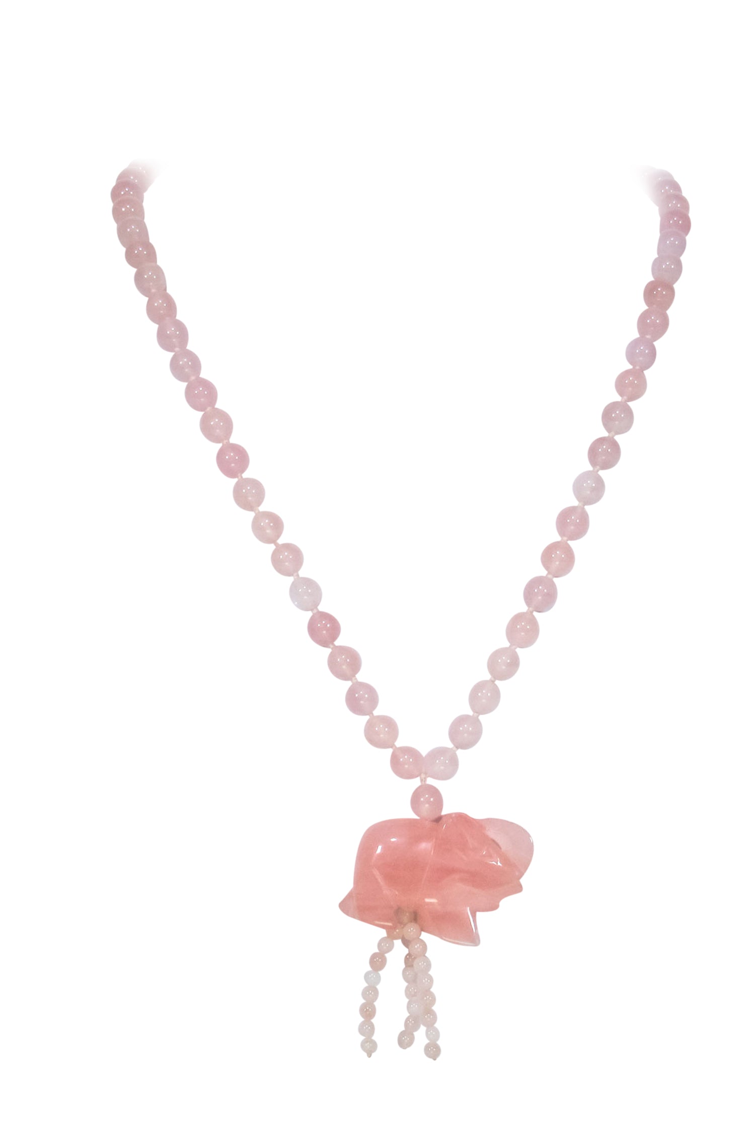 Gorgeous Pink Jade Elephant Pendant Statement Necklace