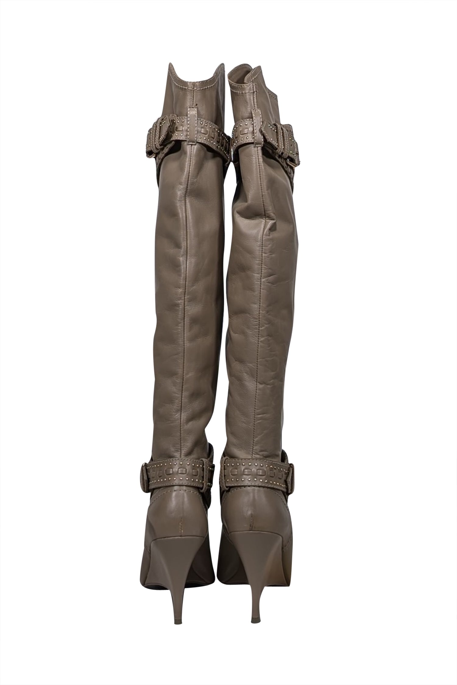 Zimmermann Taupe Leather Knee - High Heeled Boots: Size 10 Fashion Statement!