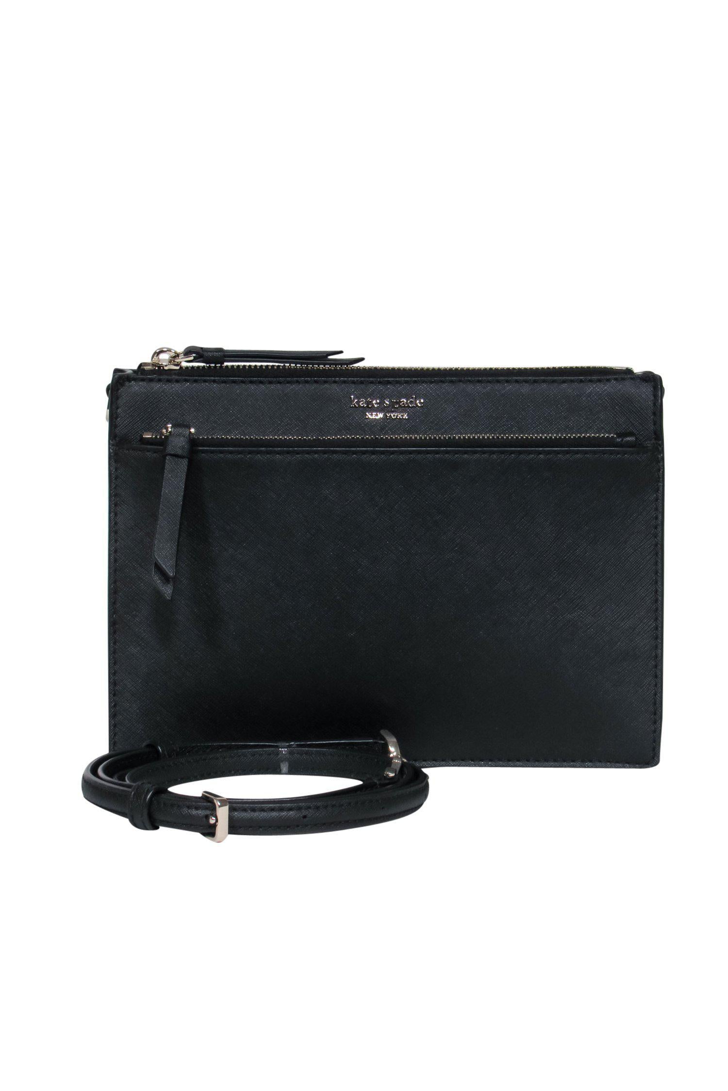 Kate Spade's Chic Black Textured Square Crossbody Bag