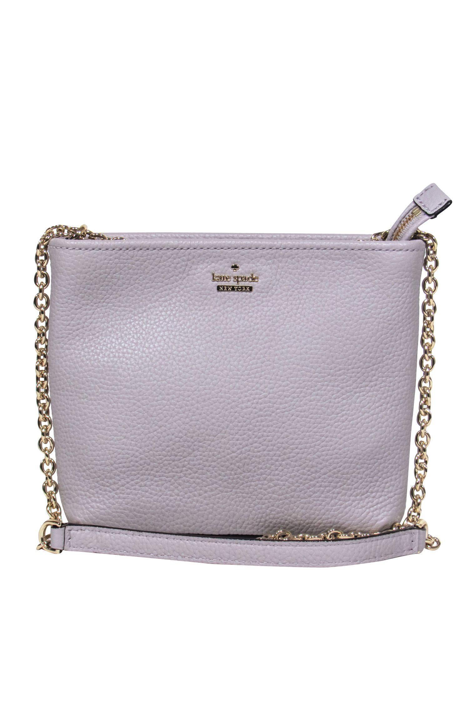 Kate Spade Light Grey Pebbled Leather Gold Chain Crossbody - A Chic Essential