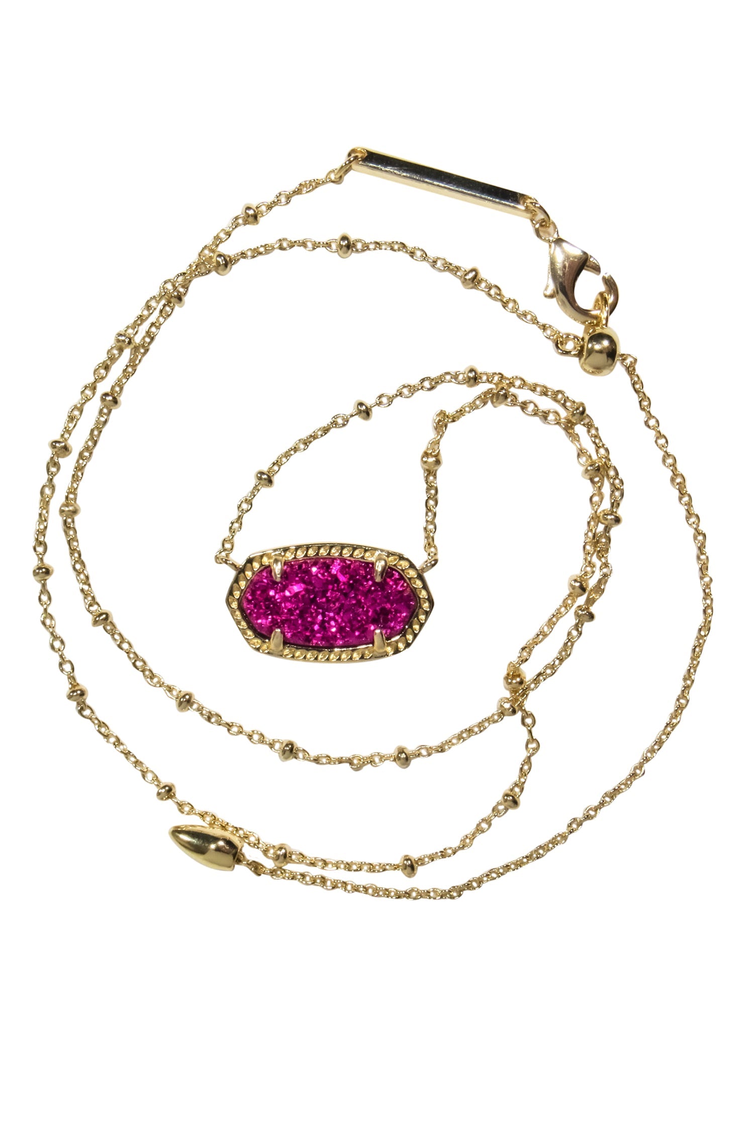 Kendra Scott - Stunning Gold Chain Necklace with Sparkly Magenta Stone
