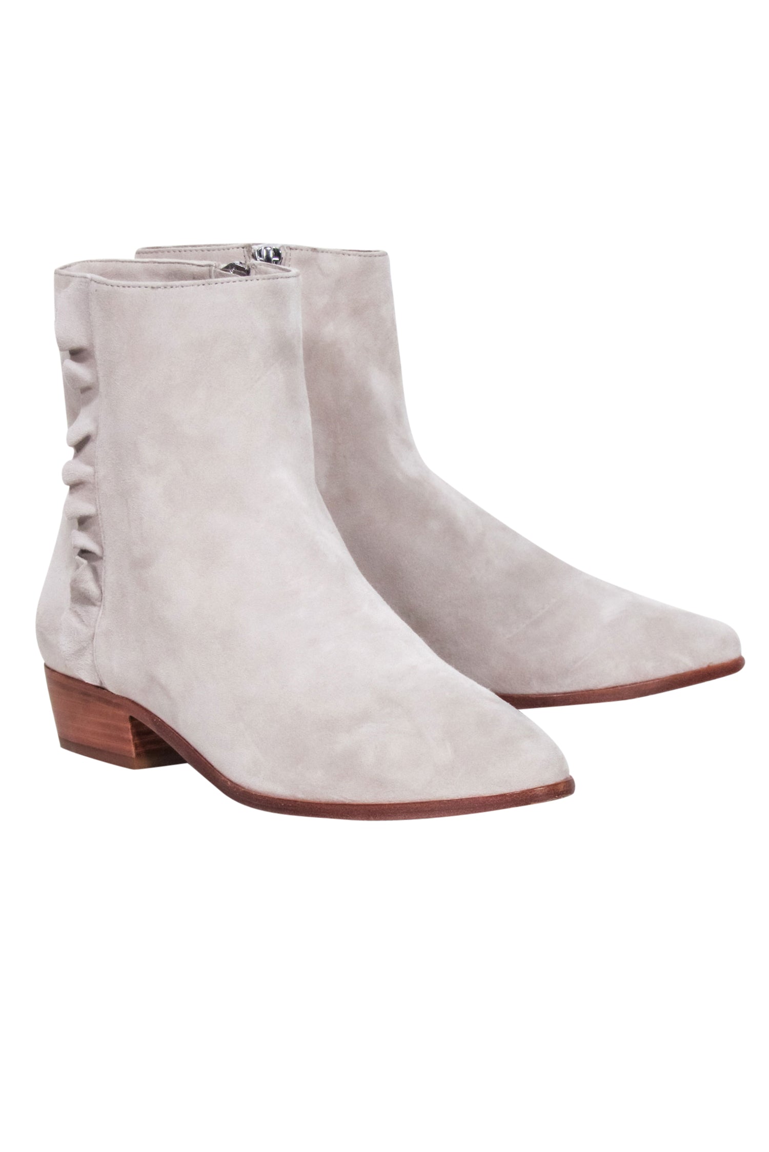 Joie Beige Ruffle Trim Short Booties - Size 9.5: Irresistible Fashion!
