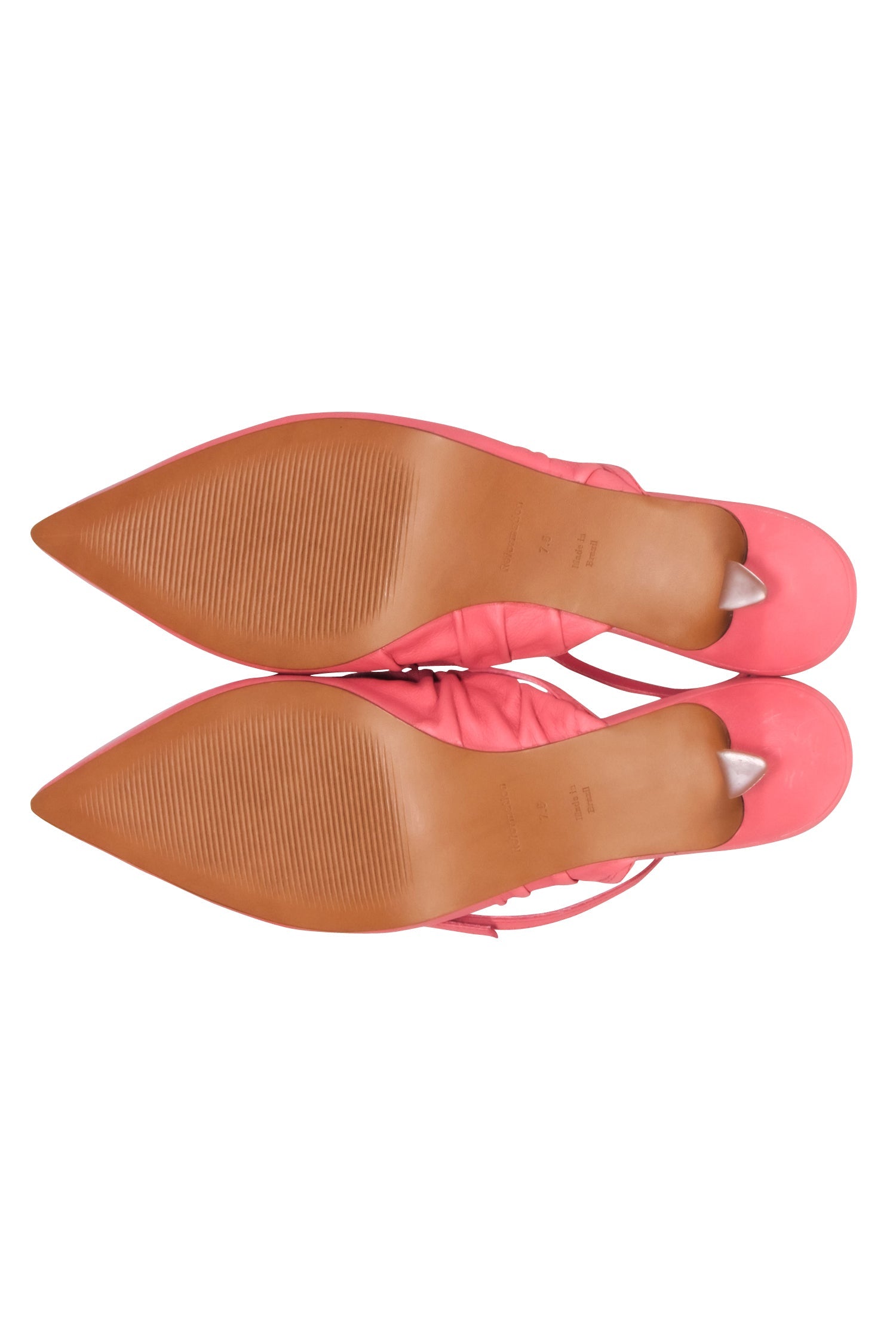 Reformation - Gorgeous Coral Pink Leather Pointed Toe Kitten Strappy Heels in Size 7.5