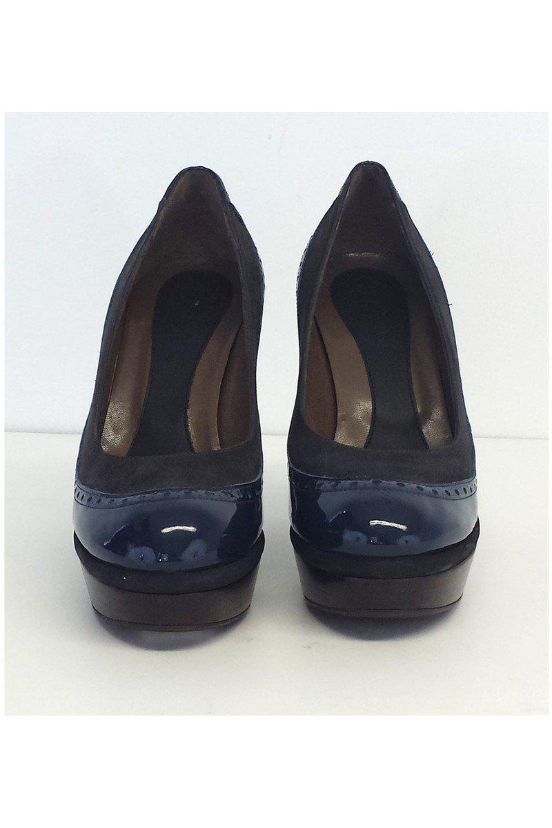 Marni Navy Patent Leather & Suede Platform Heels - Size 9 - Irresistible Italian Elegance!