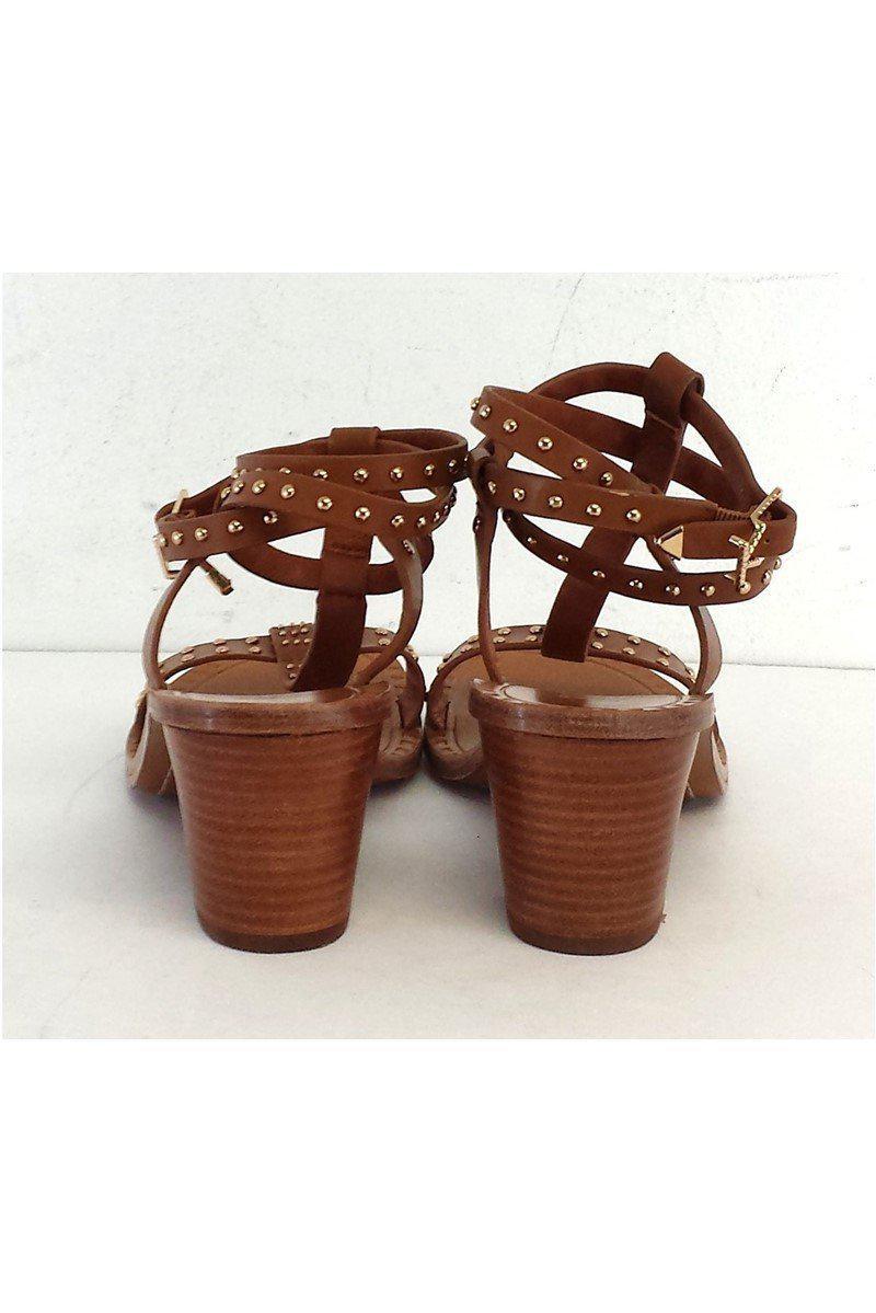 Ivy Kirzhner's Stunning Cognac Olympian Studded Sandal Heels in Size 8