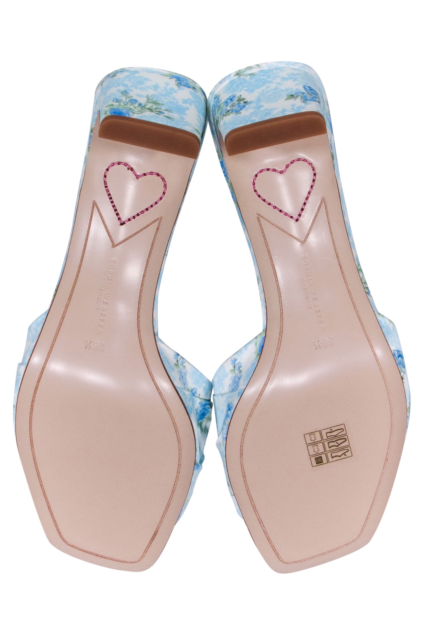 Sophia Webster x LoveShackFancy - Enchanting Blue Floral Jeweled Mule Heels, Size 8.5