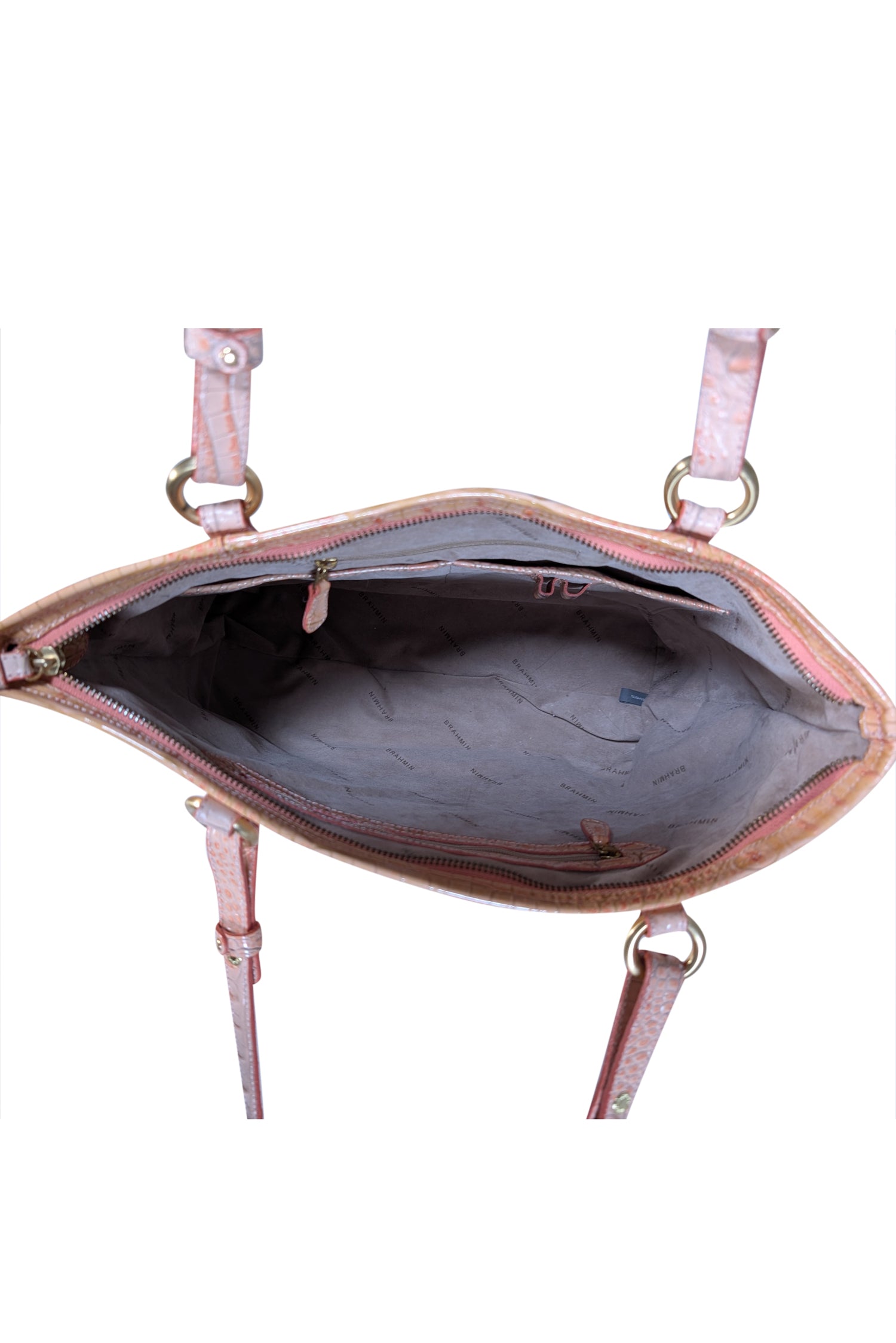 Brahmin - Stunning Peach Pink Croc-Embossed Leather Tote Bag