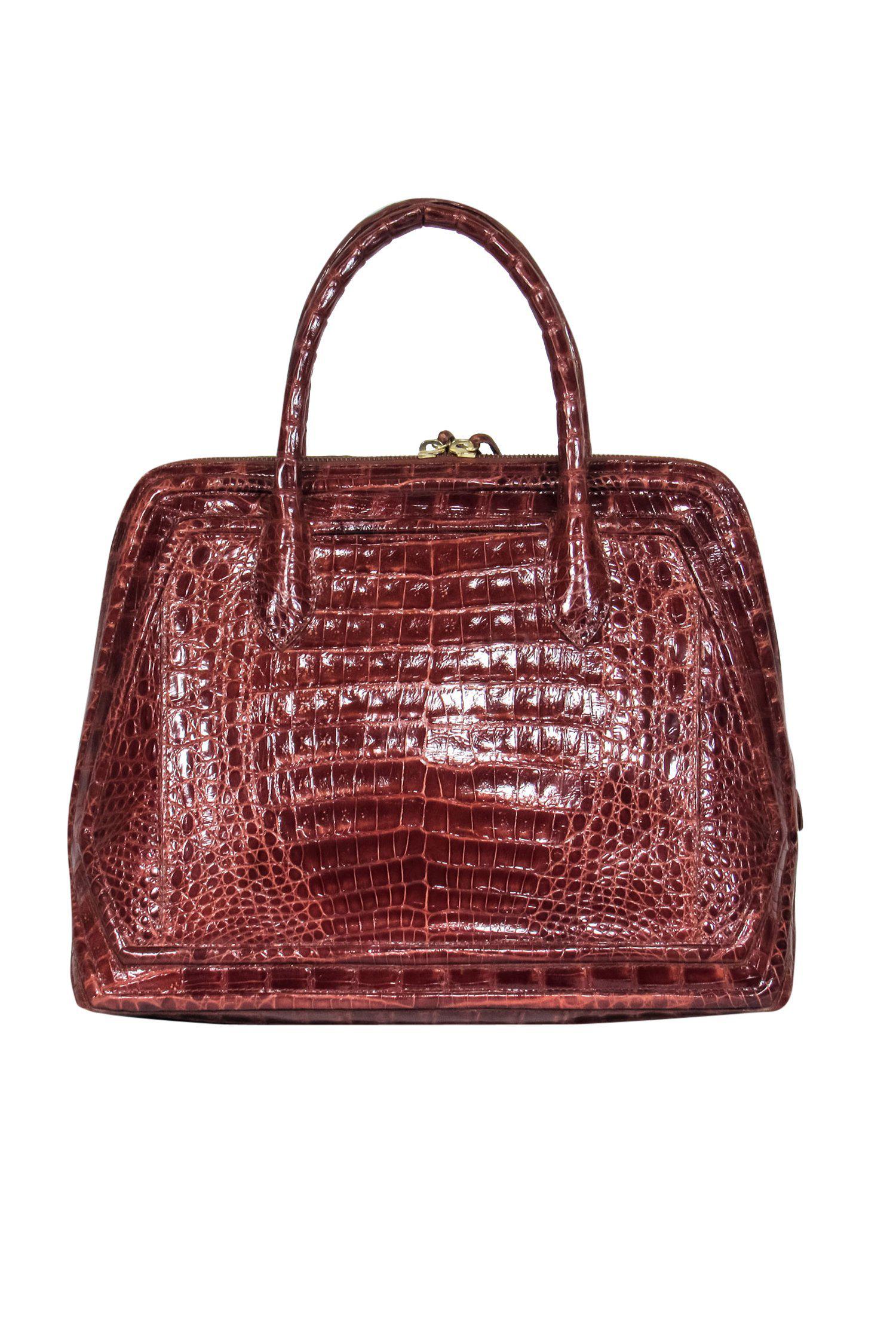 Nancy Gonzalez - Stunning Brown Crocodile Leather Structured Handbag