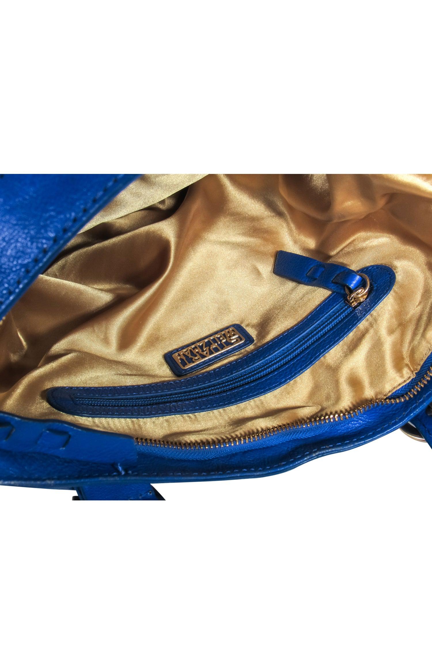 Stuart Weitzman - Stunning Cobalt Blue Textured Nylon & Leather Satchel