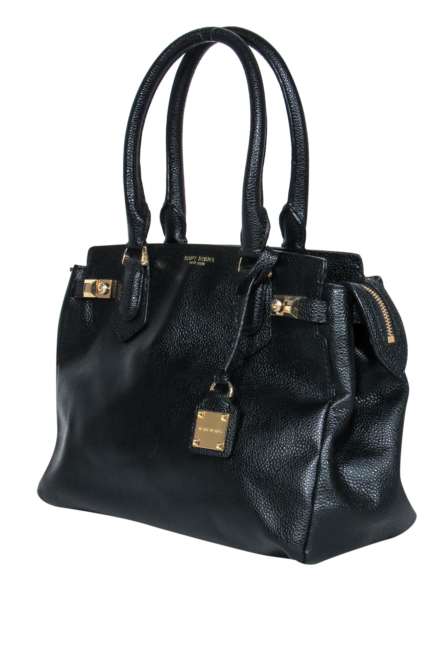 Henri Bendel's Chic Black Pebbled Leather Carryall Handbag