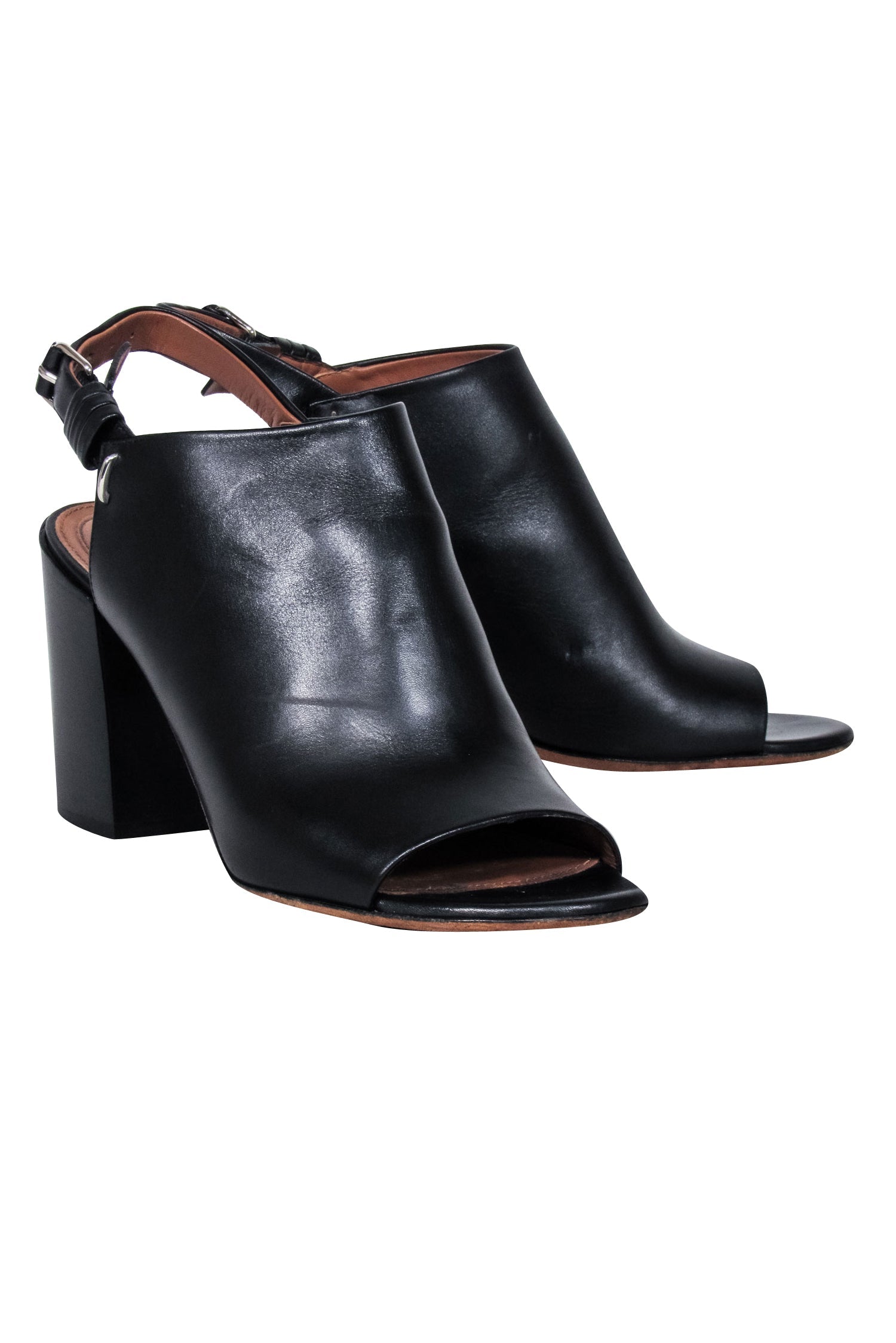 Givenchy Black Leather Open-Toe Block Heels - Size 8.5: Fall Fashion Must-Have!