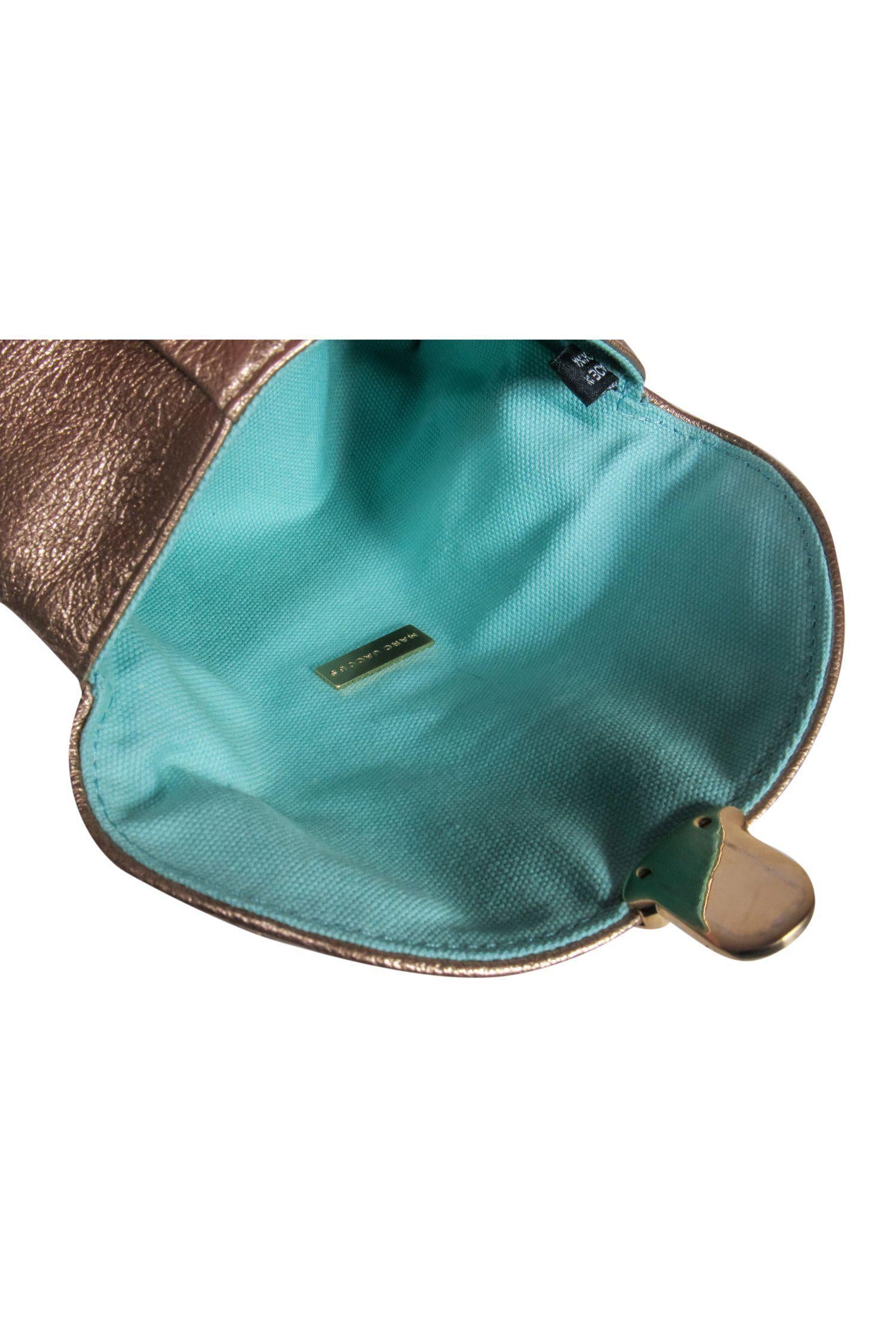Marc Jacobs Glam Gold Metallic Textured Leather Clasp Pouch - A Must-Have Fashion Accessory