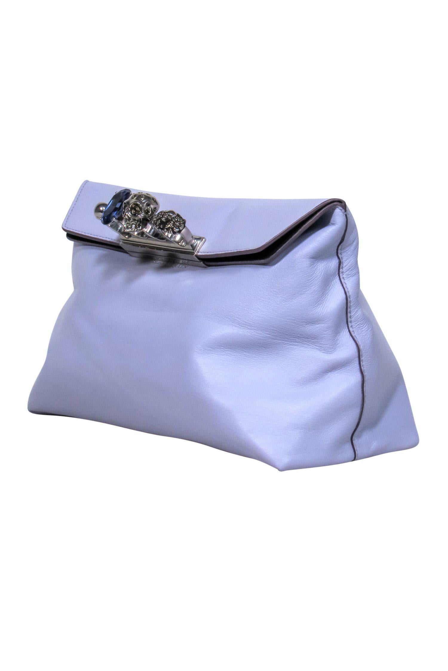 Alexander McQueen's Lavish Lavender Leather Jeweled Knuckle Clutch