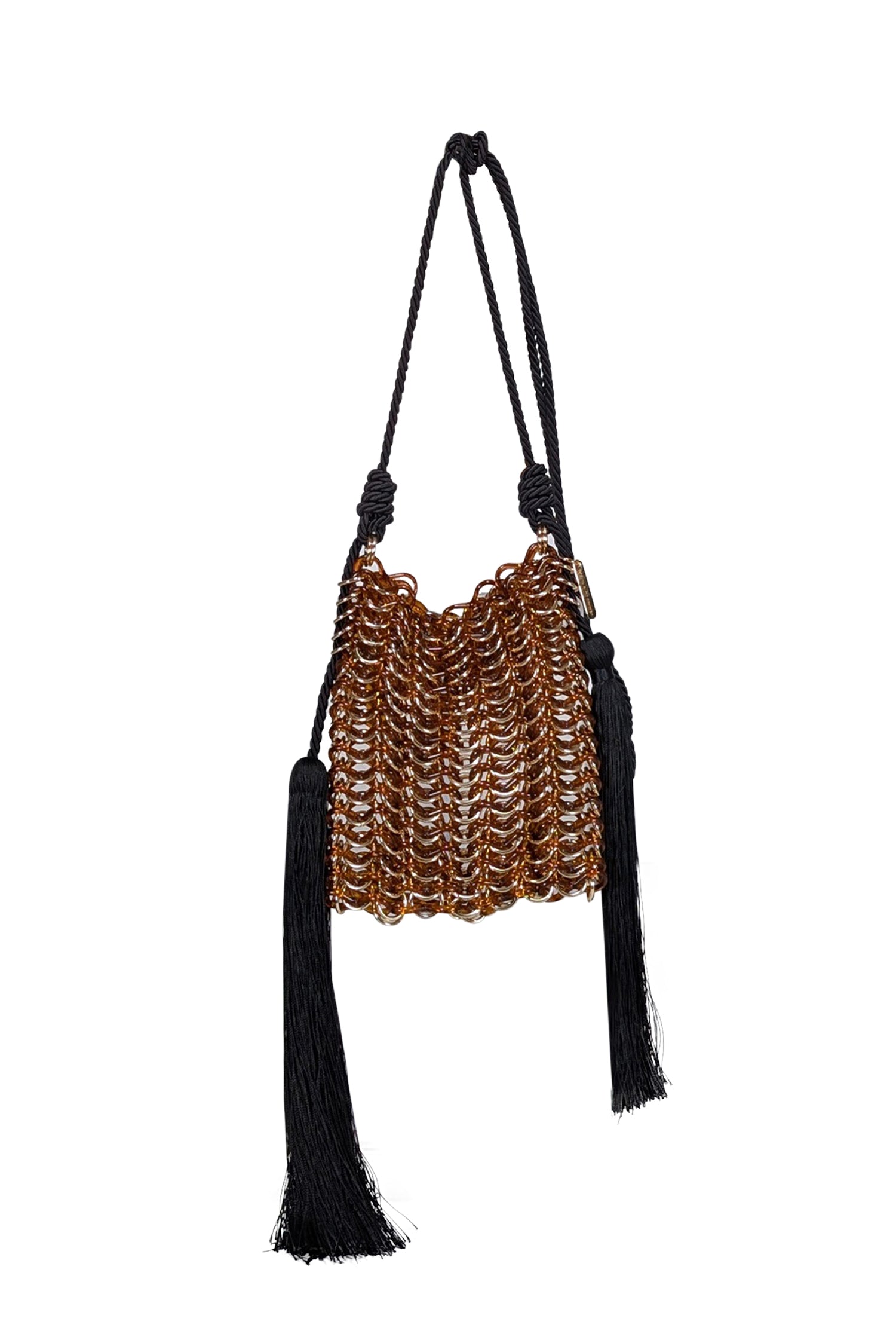 Carolina Santo Domingo - Stunning Brown Resin Luisella Crossbody Bag with Tassels