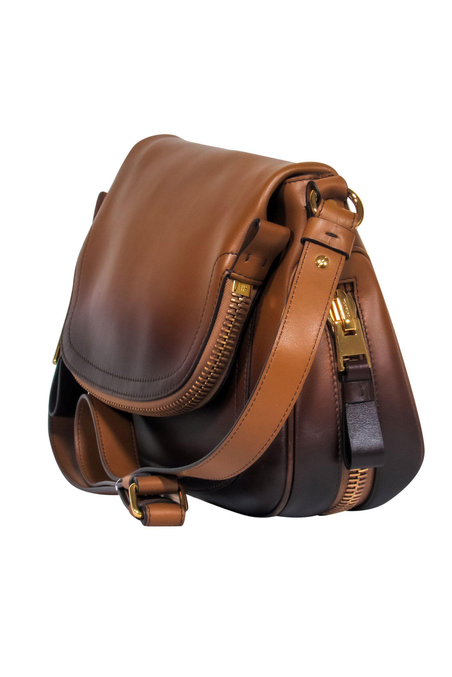 Tom Ford Brown Leather Ombre Saddle Bag - Add Western Flare to Your Look!