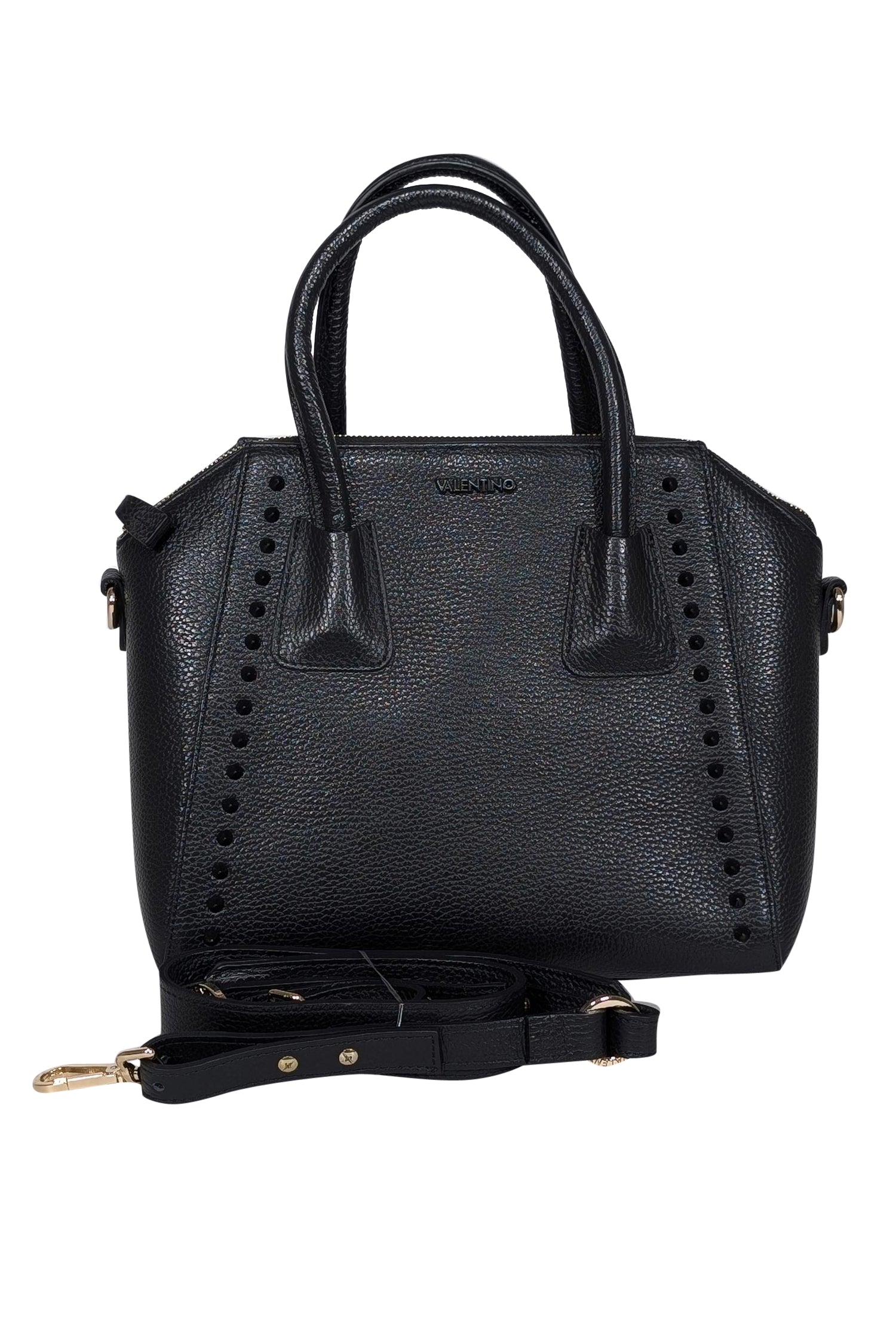 Valentino by Mario Valentino - Stunning Black Pebbled Leather Large Satchel Bag