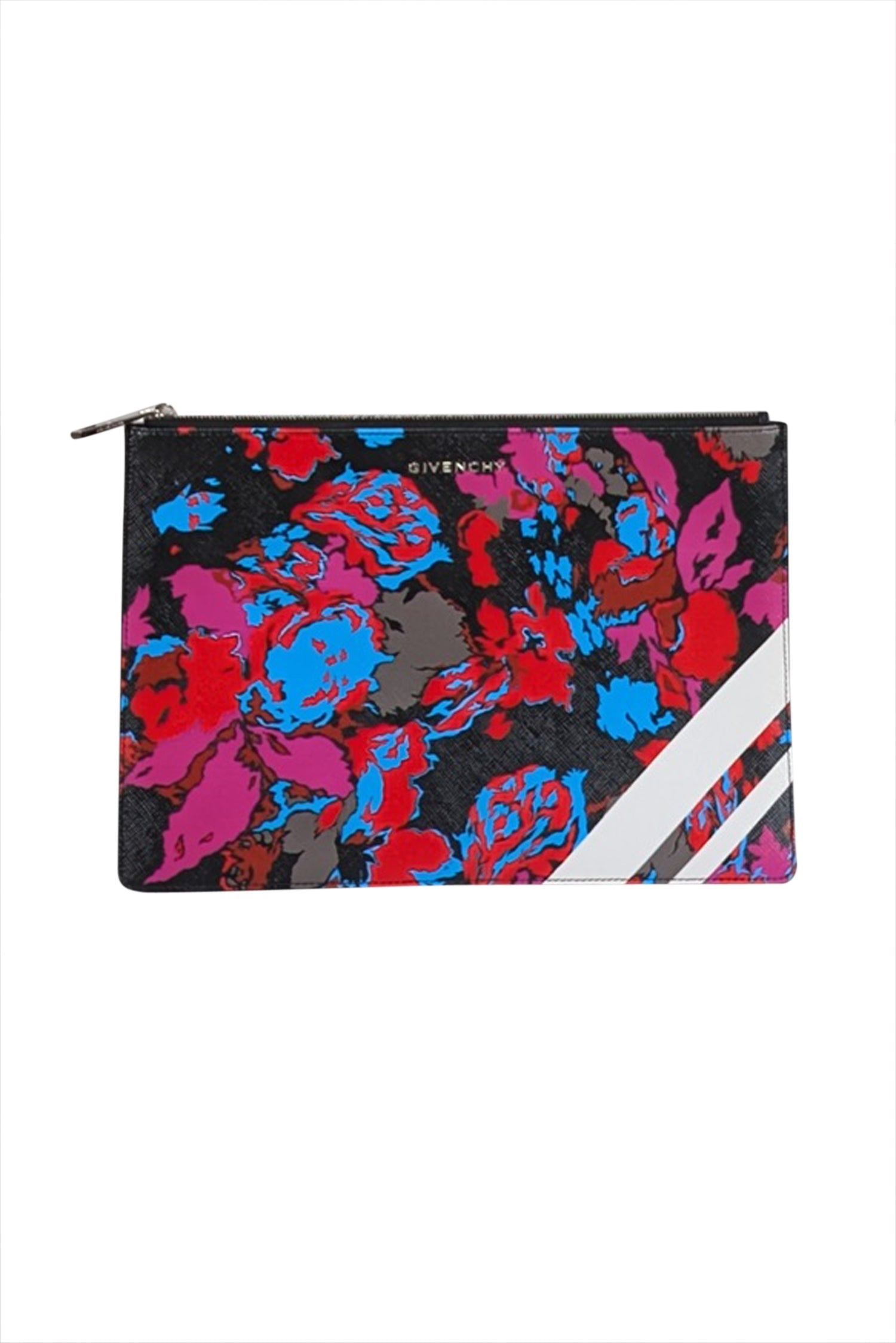 Givenchy - Stunning Black & Multi-Color Floral Print Zipper Clutch