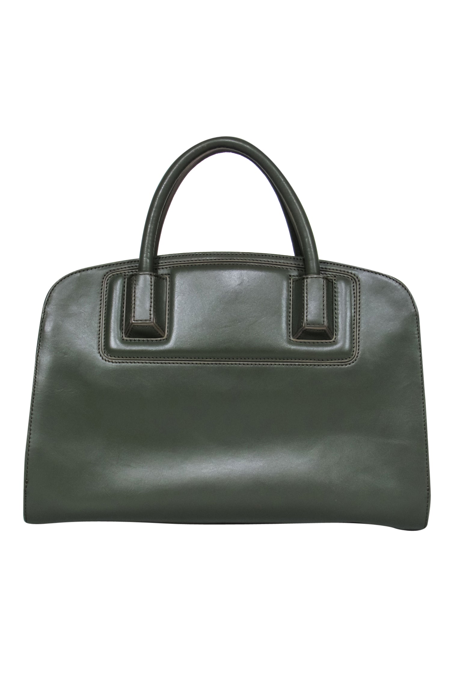 Zac Posen Olive Green Luxury Smooth Leather Multi-Compartment Satchel