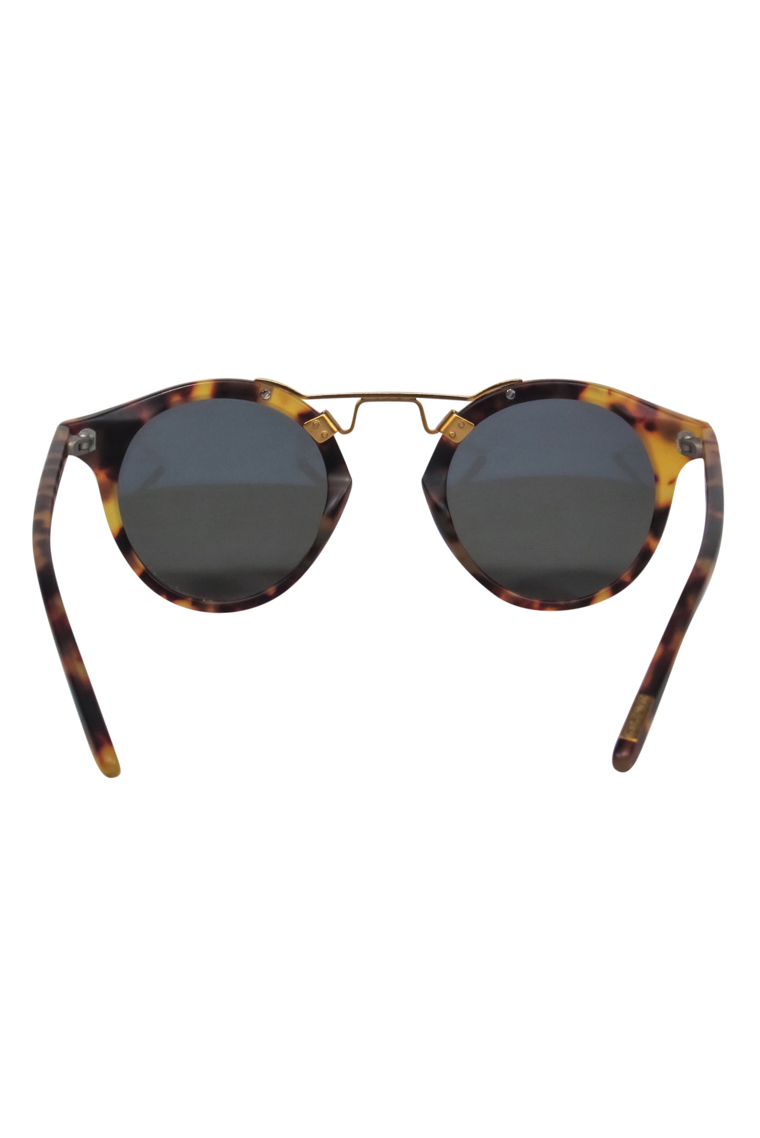 Krewe's Stunning Brown Tortoise Shell Round Sunglasses with Gold Brow Bar