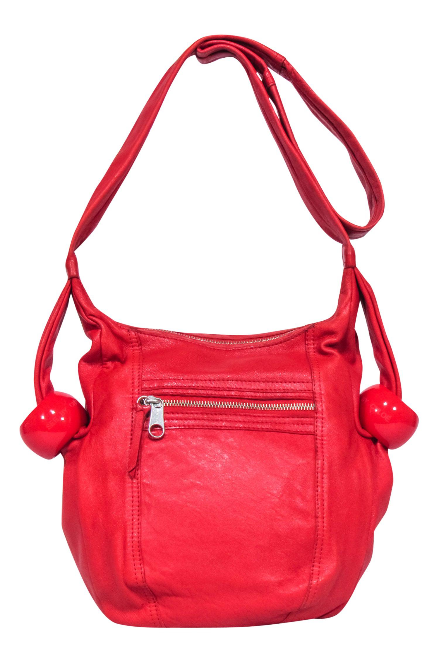 See By Chloe - Stunning Red Leather Satchel with Logo Bangles