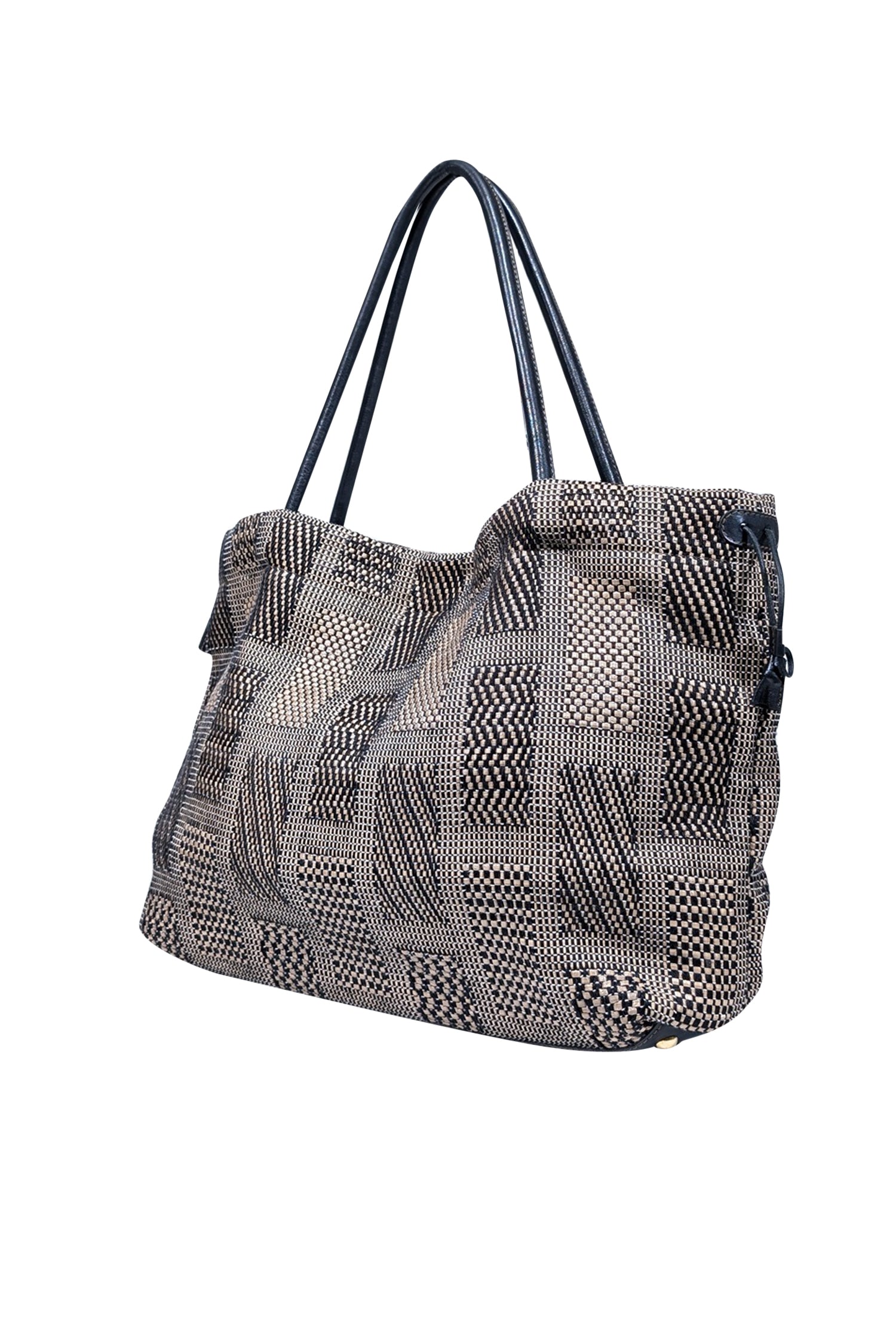 Furla - Stunning Beige & Black Woven Print Tote Bag