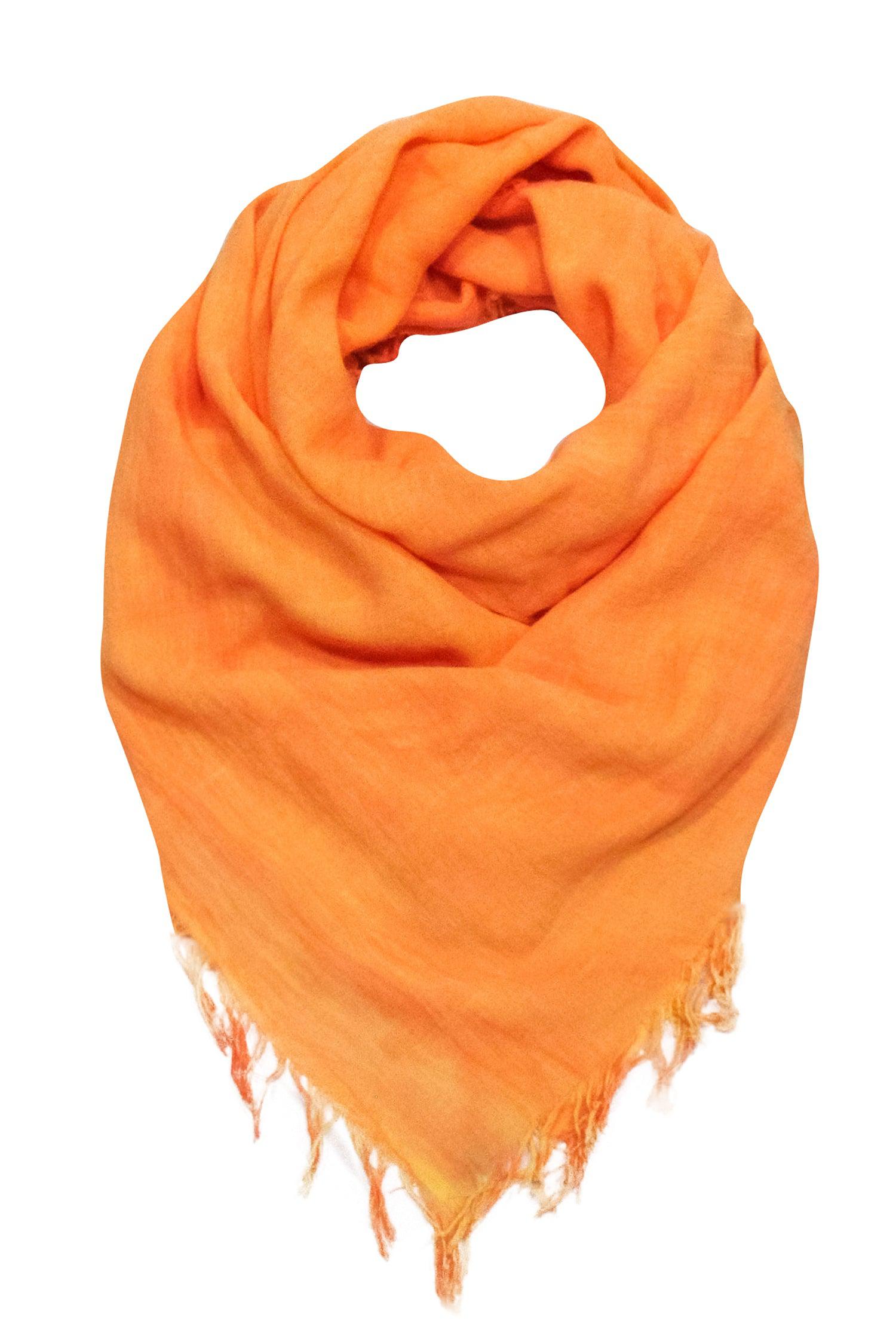 Maison de Famille - Bright Orange Fringe Hem Scarf: A Springtime Essential