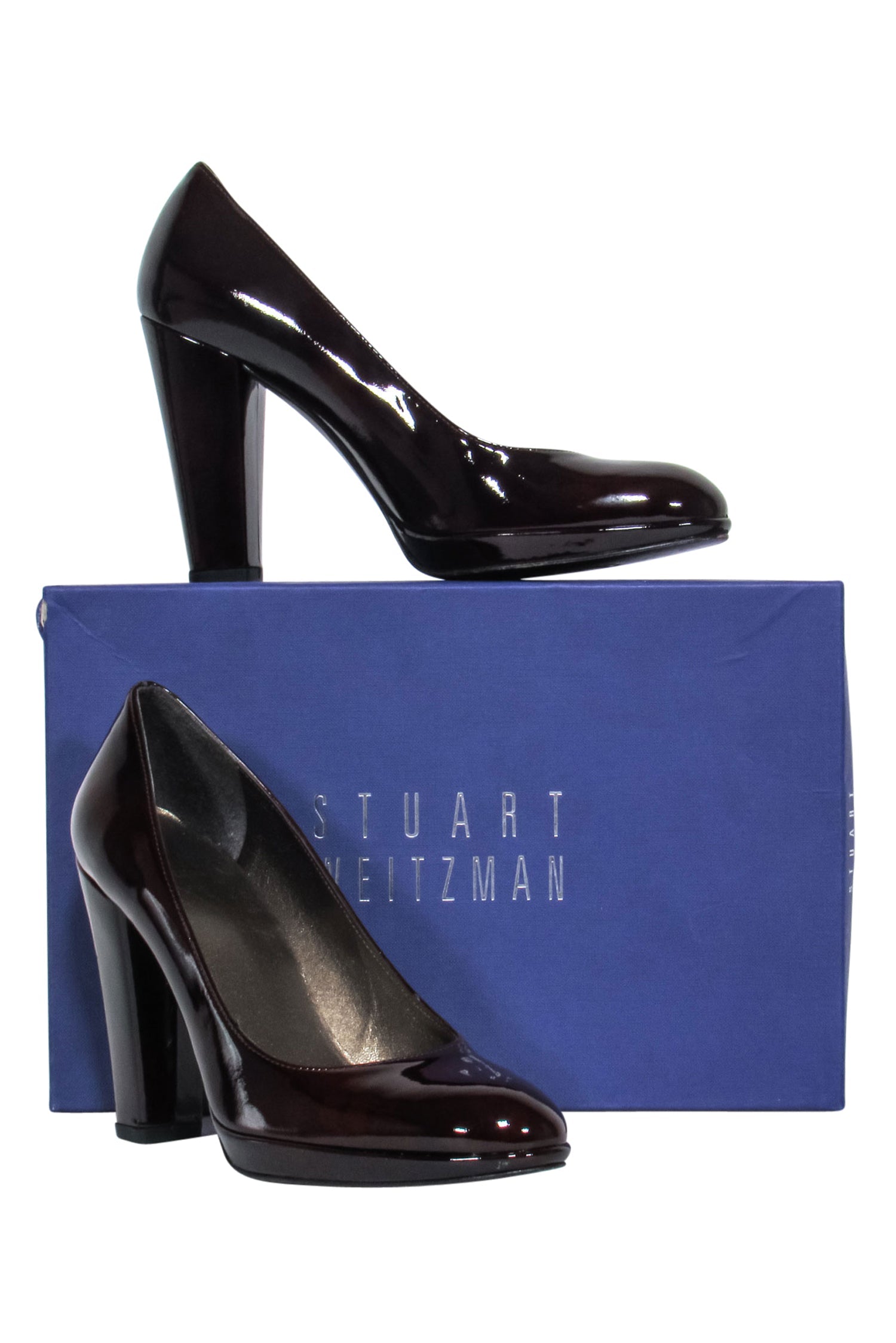Stuart Weitzman Maroon Rounded Toe Block Heel Pumps - Size 8.5: Style & Comfort!