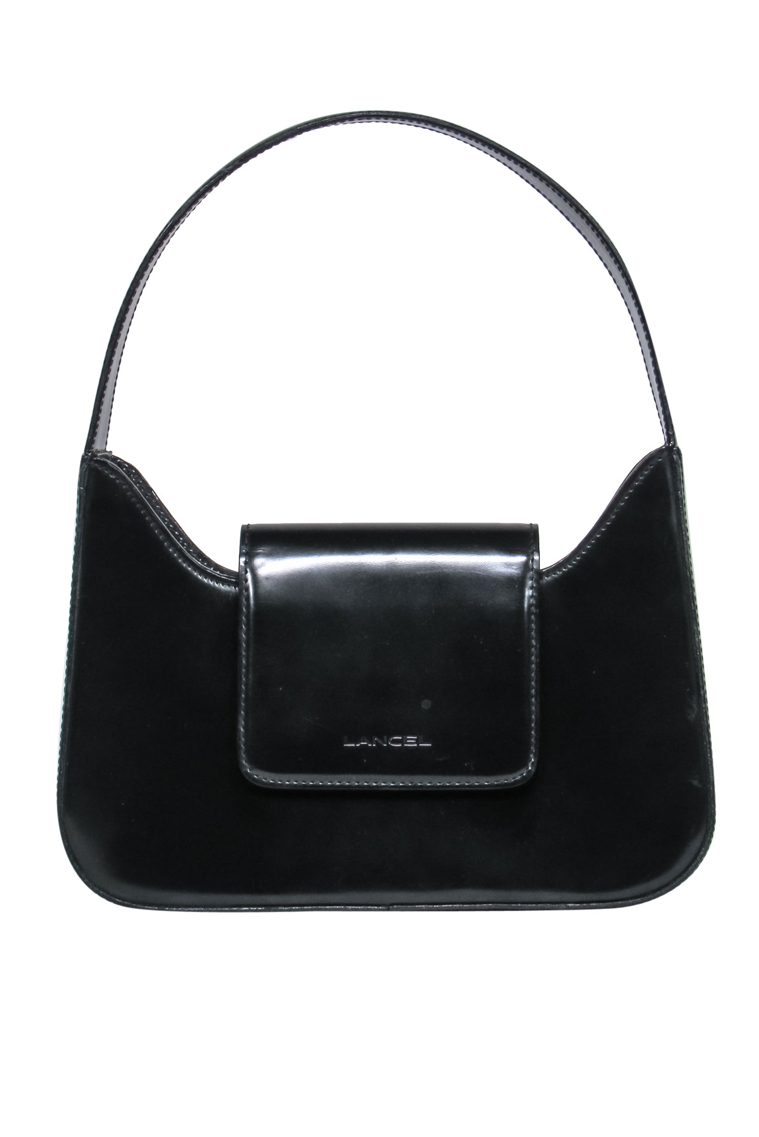 Lancel - Stunning Black Glossed Leather Structured Handbag